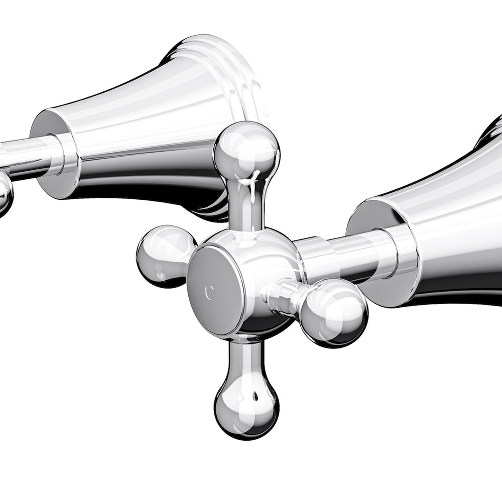 LINSOL VINTAGE CROSS HANDLE WALL TOP ASSEMBLIES CHROME
