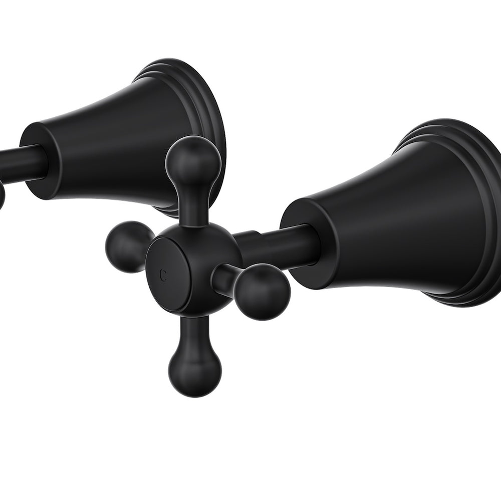 LINSOL VINTAGE CROSS HANDLE WALL TOP ASSEMBLIES MATTE BLACK