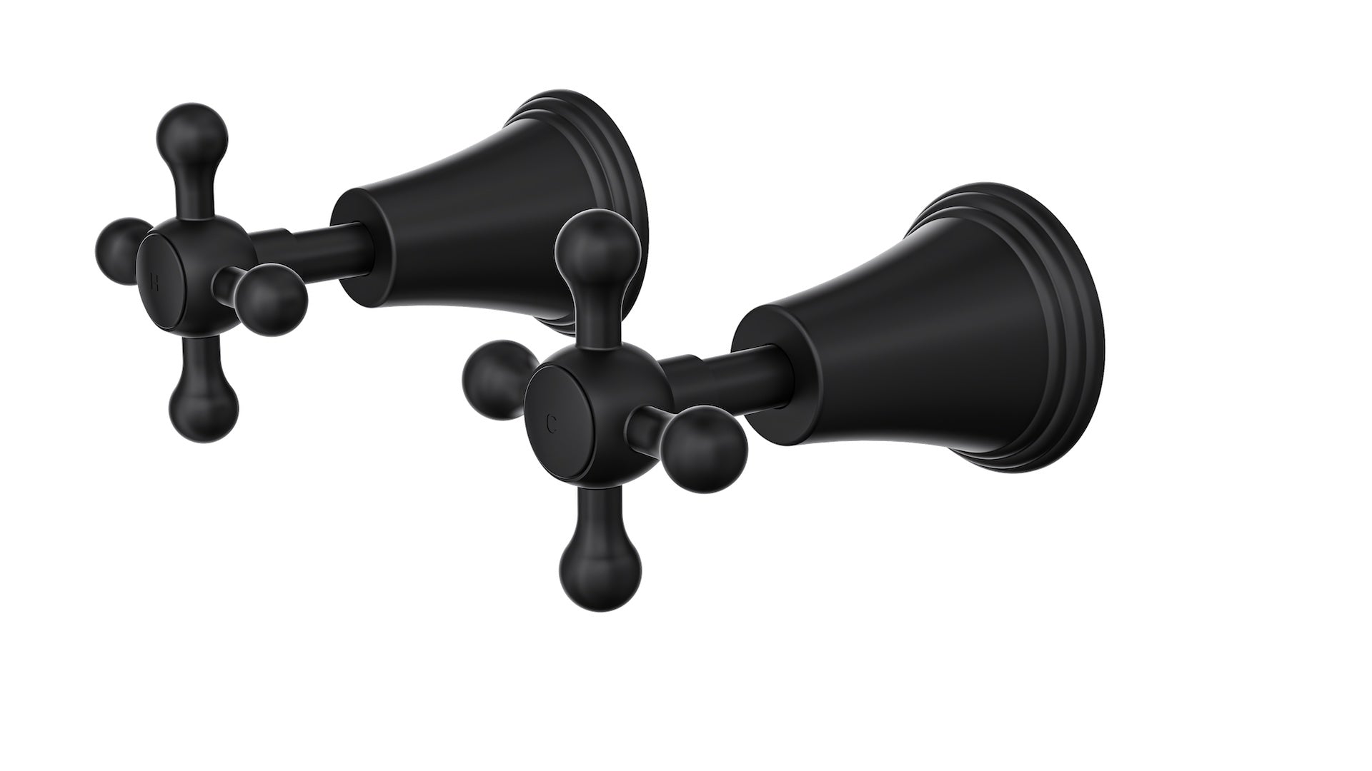 LINSOL VINTAGE CROSS HANDLE WALL TOP ASSEMBLIES MATTE BLACK