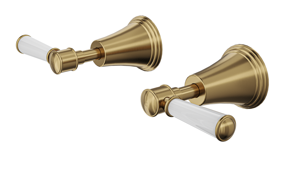 LINSOL VINTAGE LEVER HANDLE WALL TOP ASSEMBLIES BRUSHED BRASS