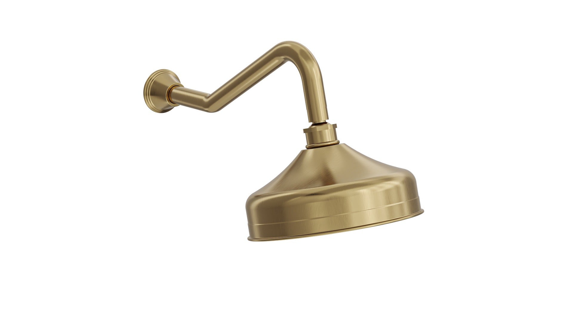 LINSOL VINTAGE SHOWER HEAD AND WALL ARM 205MM BRUSHED BRASS