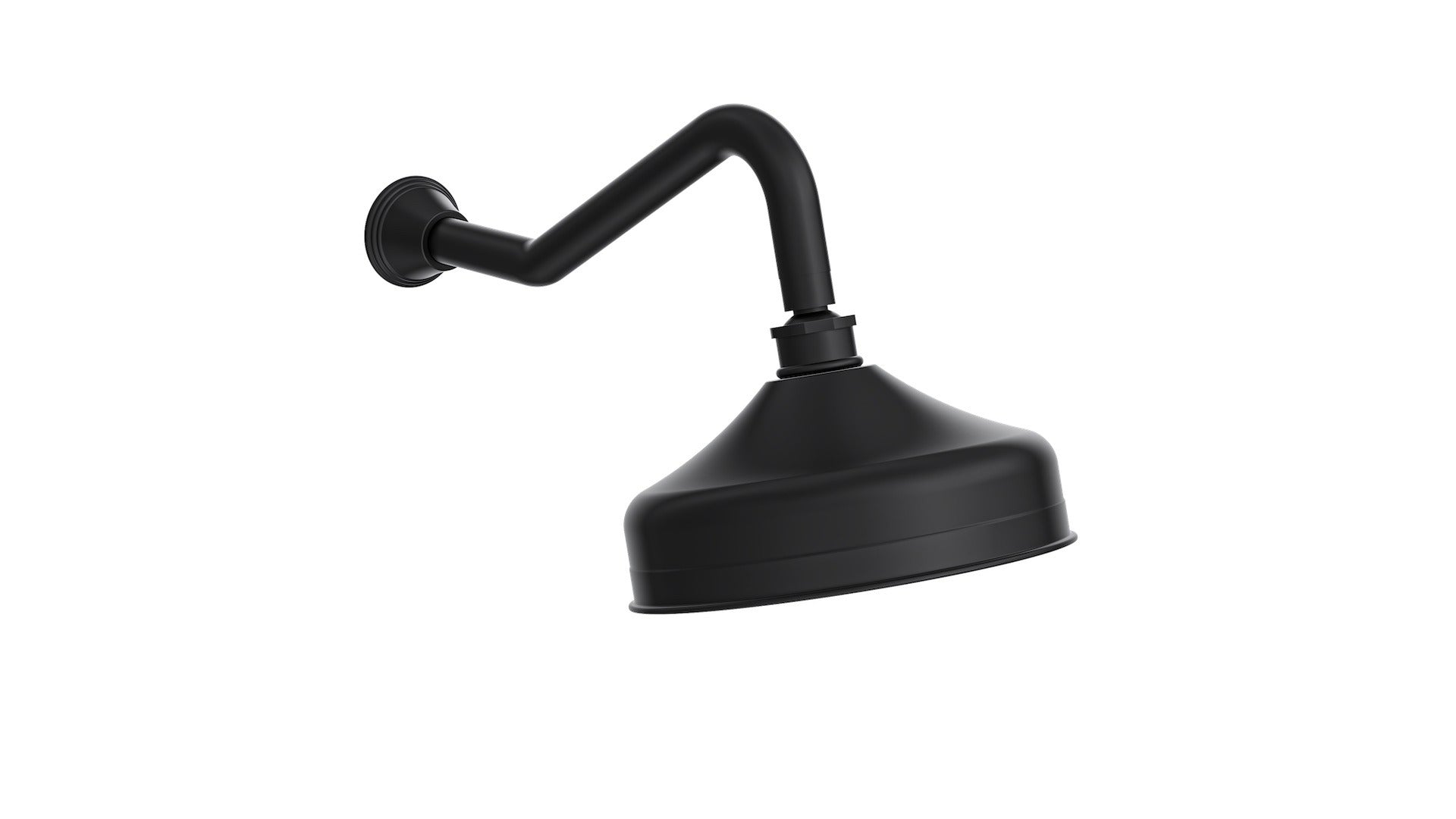 LINSOL VINTAGE SHOWER HEAD AND WALL ARM 205MM MATTE BLACK