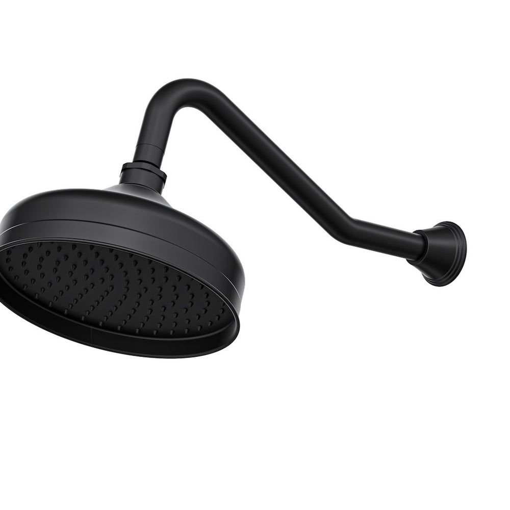 LINSOL VINTAGE SHOWER HEAD AND WALL ARM 205MM MATTE BLACK
