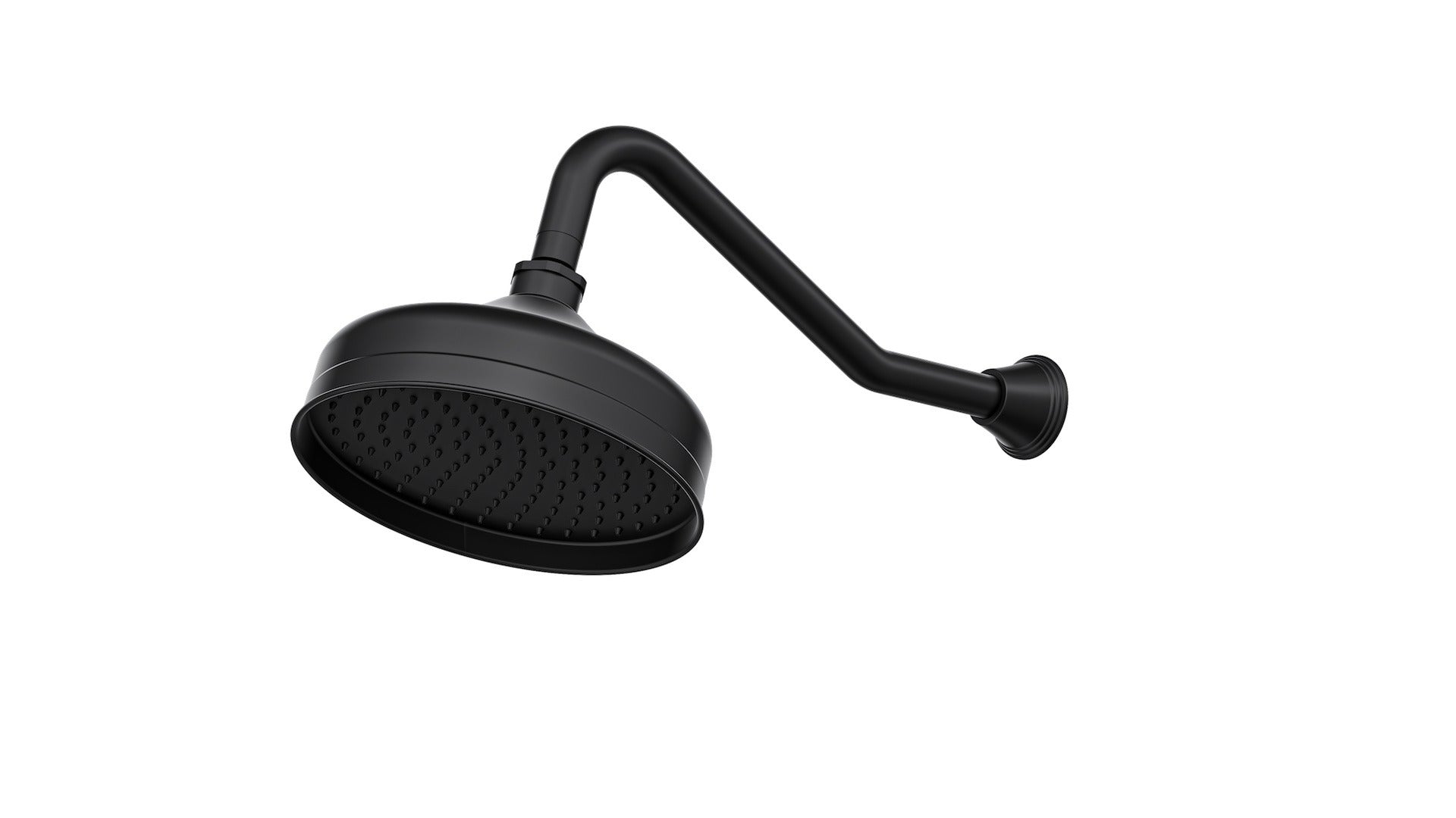 LINSOL VINTAGE SHOWER HEAD AND WALL ARM 205MM MATTE BLACK
