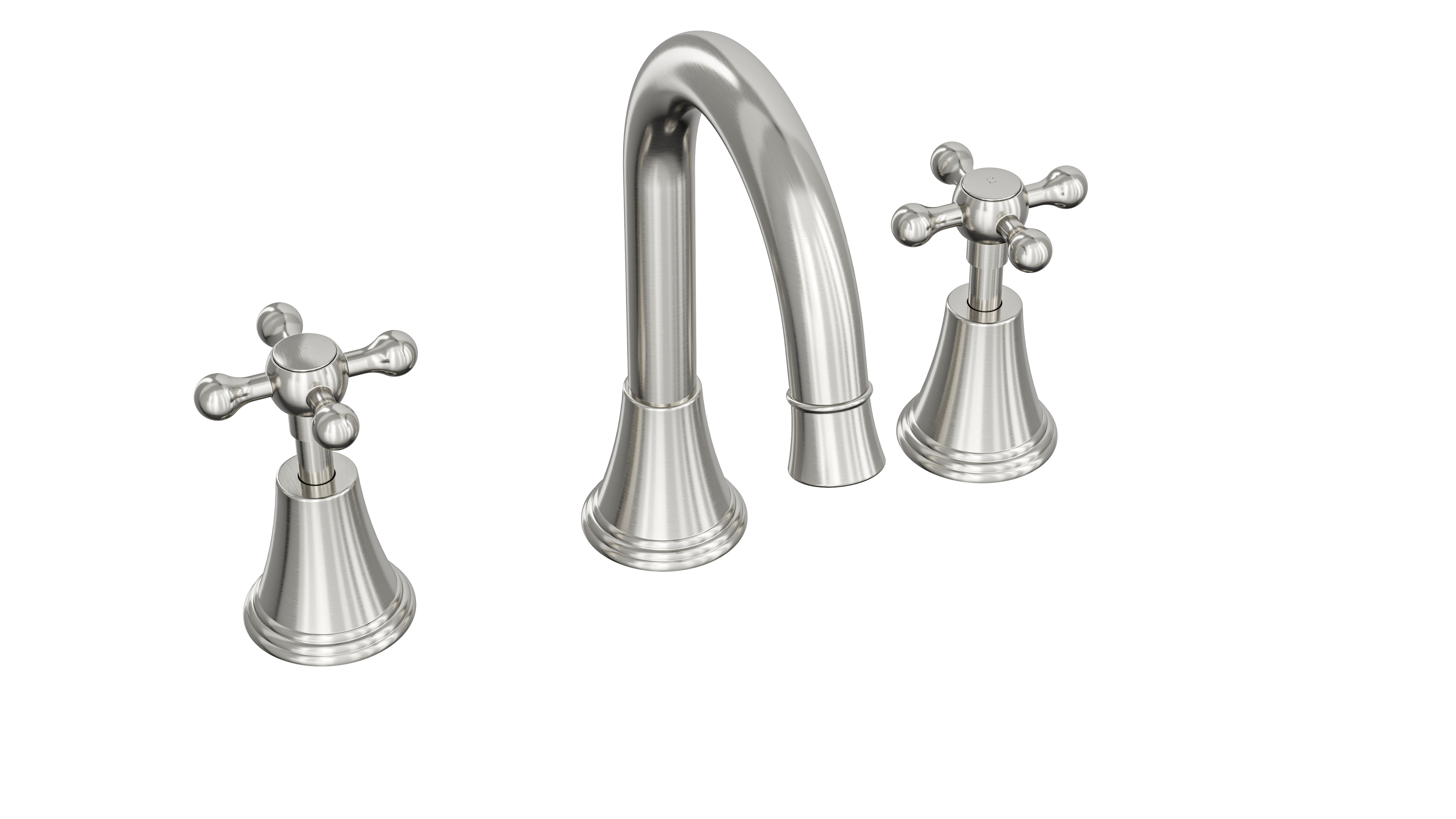 LINSOL VINTAGE CROSS HANDLE BASIN SET BRUSHED NICKEL