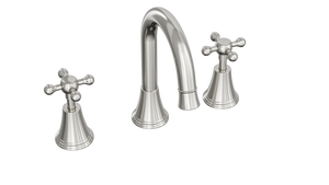 LINSOL VINTAGE CROSS HANDLE BASIN SET BRUSHED NICKEL
