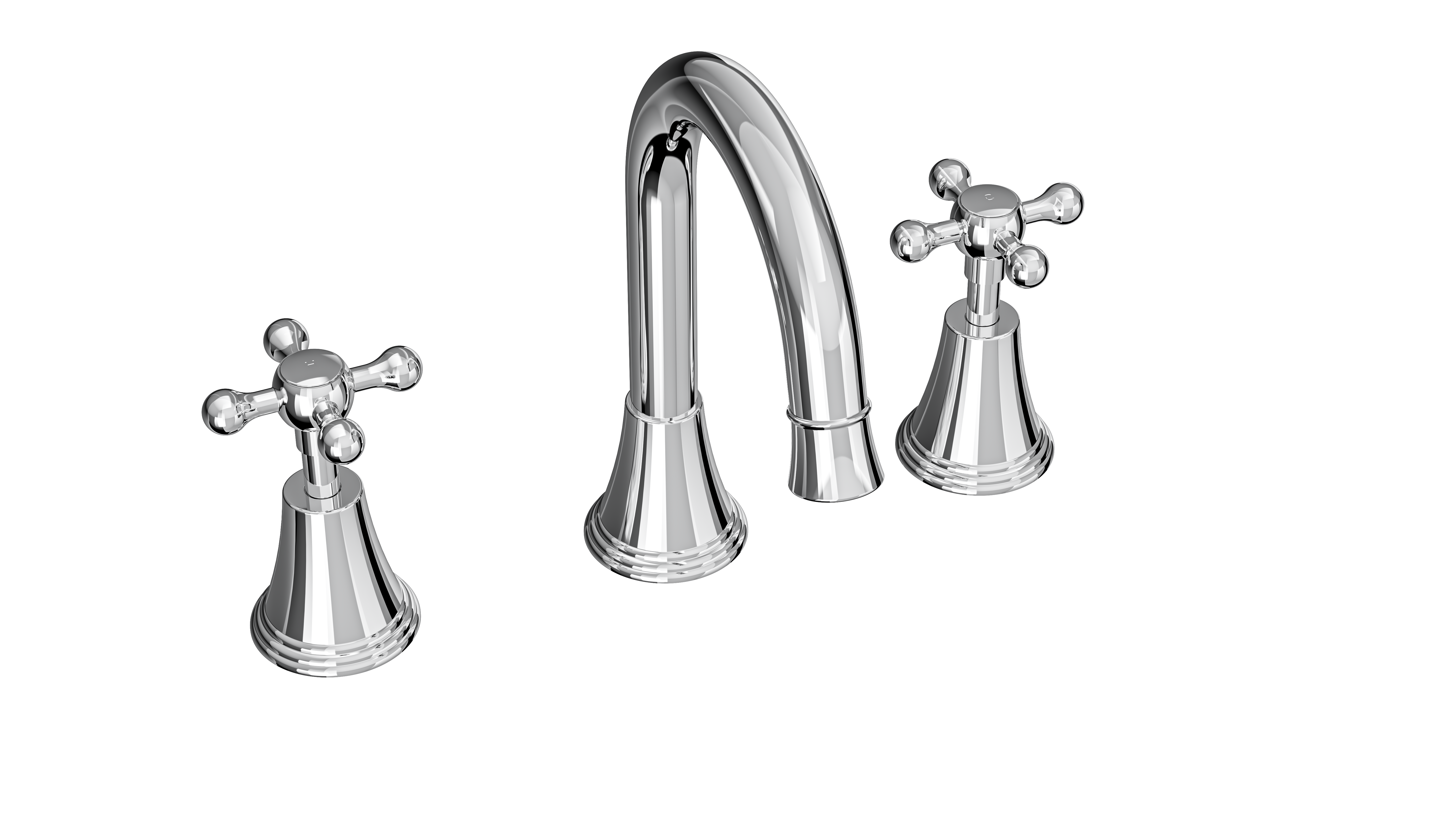 LINSOL VINTAGE CROSS HANDLE BASIN SET CHROME