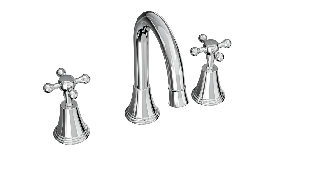 LINSOL VINTAGE CROSS HANDLE BASIN SET CHROME