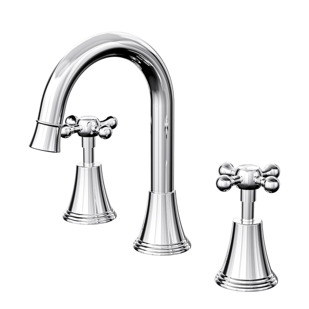 LINSOL VINTAGE CROSS HANDLE BASIN SET CHROME