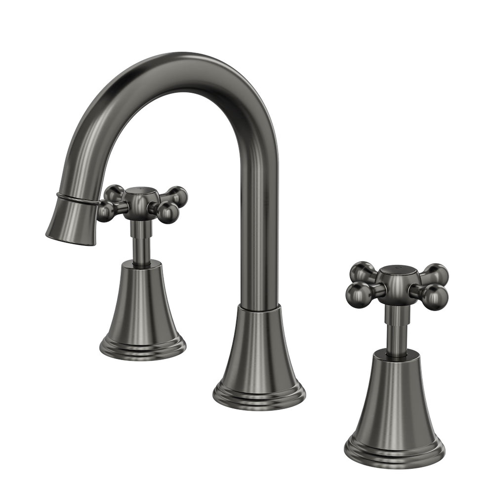 LINSOL VINTAGE CROSS HANDLE BASIN SET GUN METAL