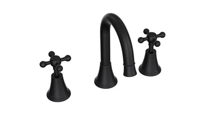 LINSOL VINTAGE CROSS HANDLE BASIN SET MATTE BLACK