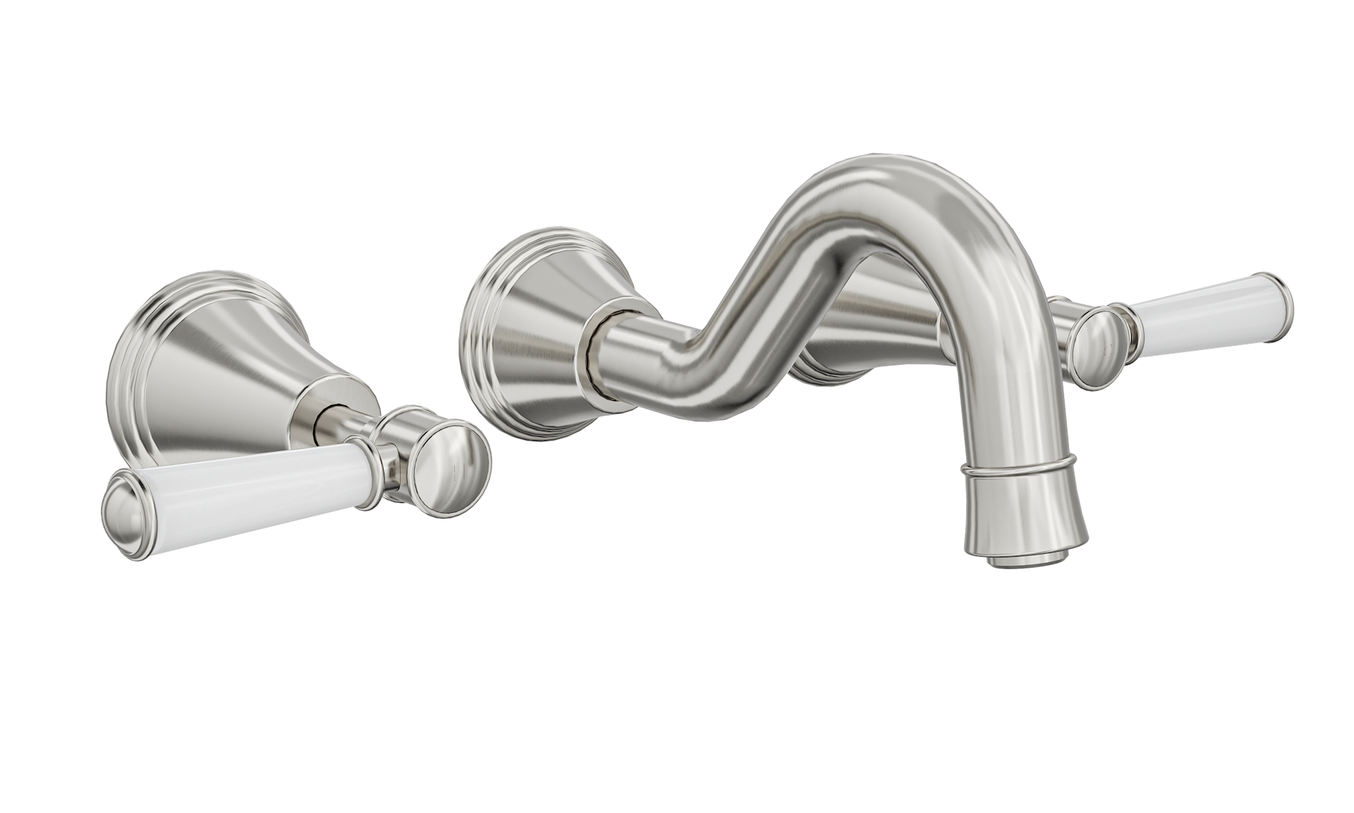 LINSOL VINTAGE LEVER HANDLE BATH SET BRUSHED NICKEL