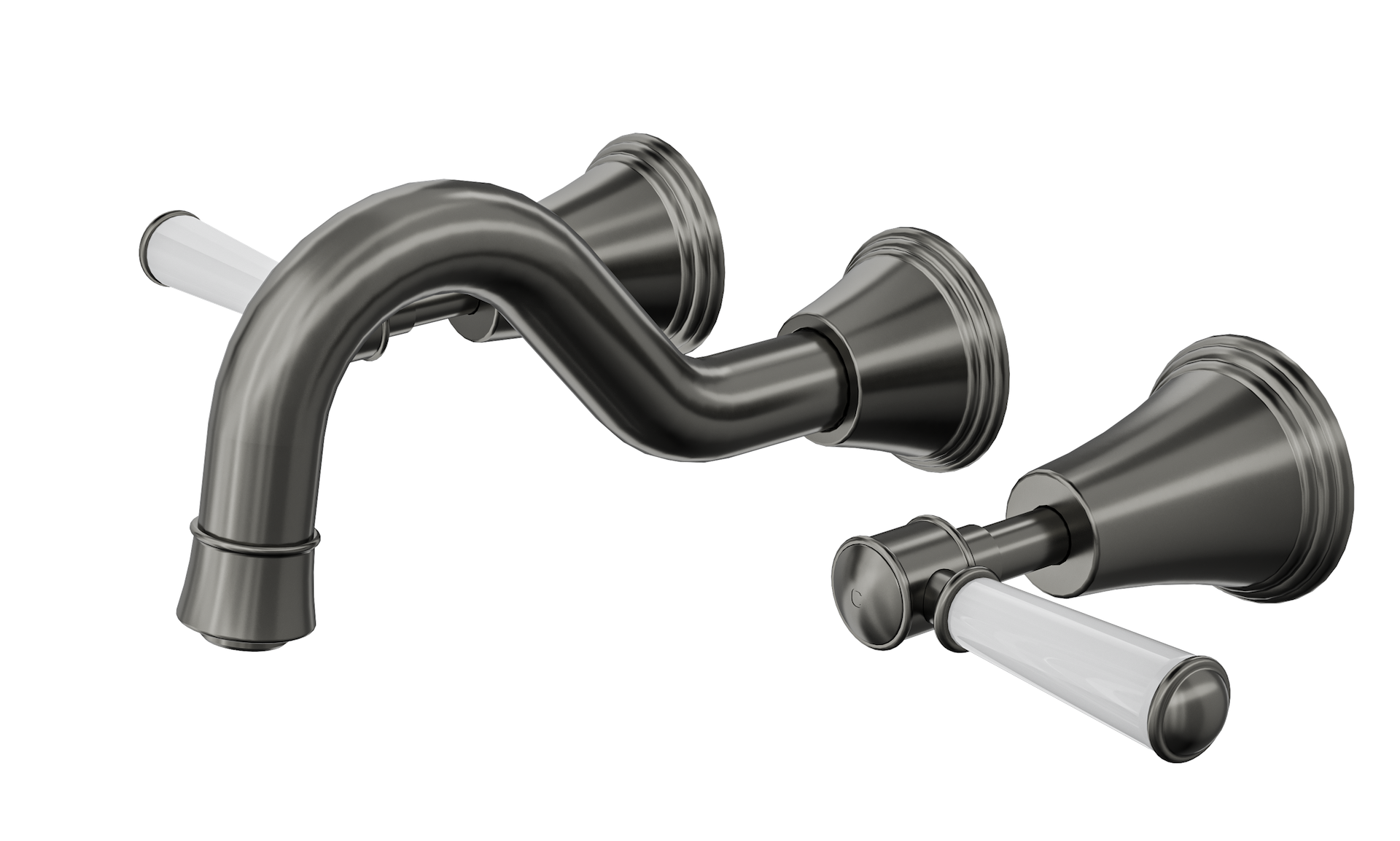 LINSOL VINTAGE LEVER HANDLE BATH SET GUN METAL