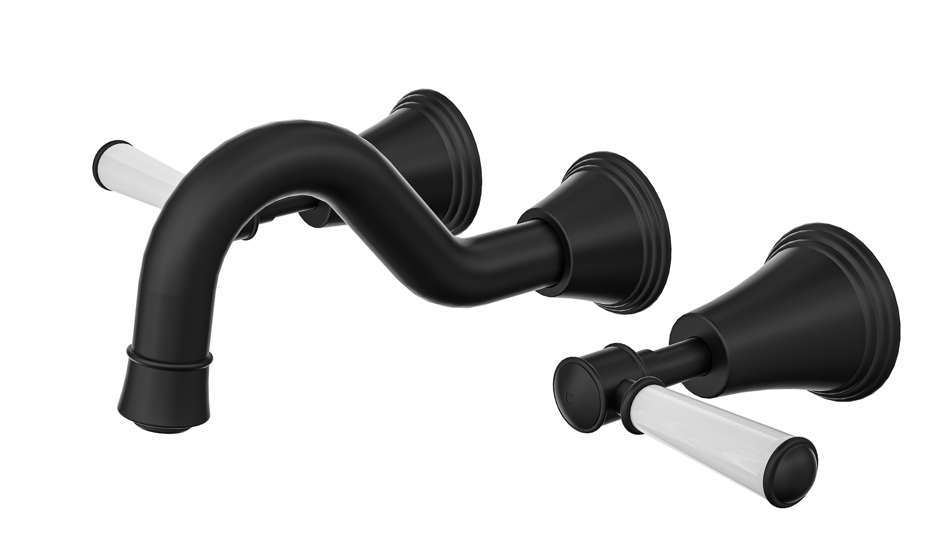 LINSOL VINTAGE LEVER HANDLE BATH SET MATTE BLACK