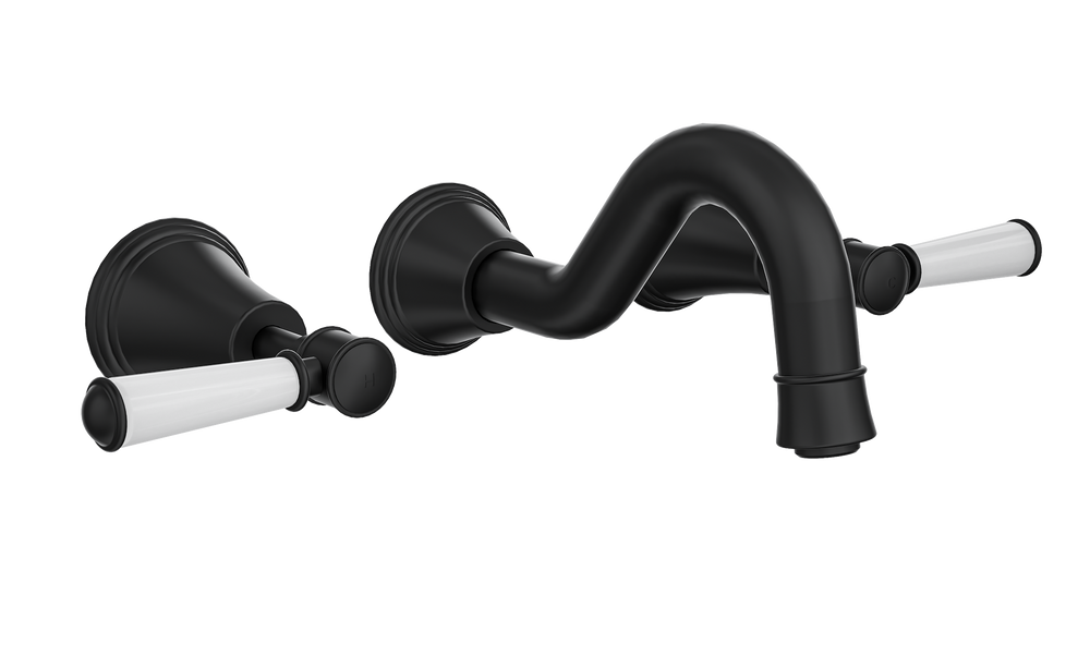 LINSOL VINTAGE LEVER HANDLE BATH SET MATTE BLACK