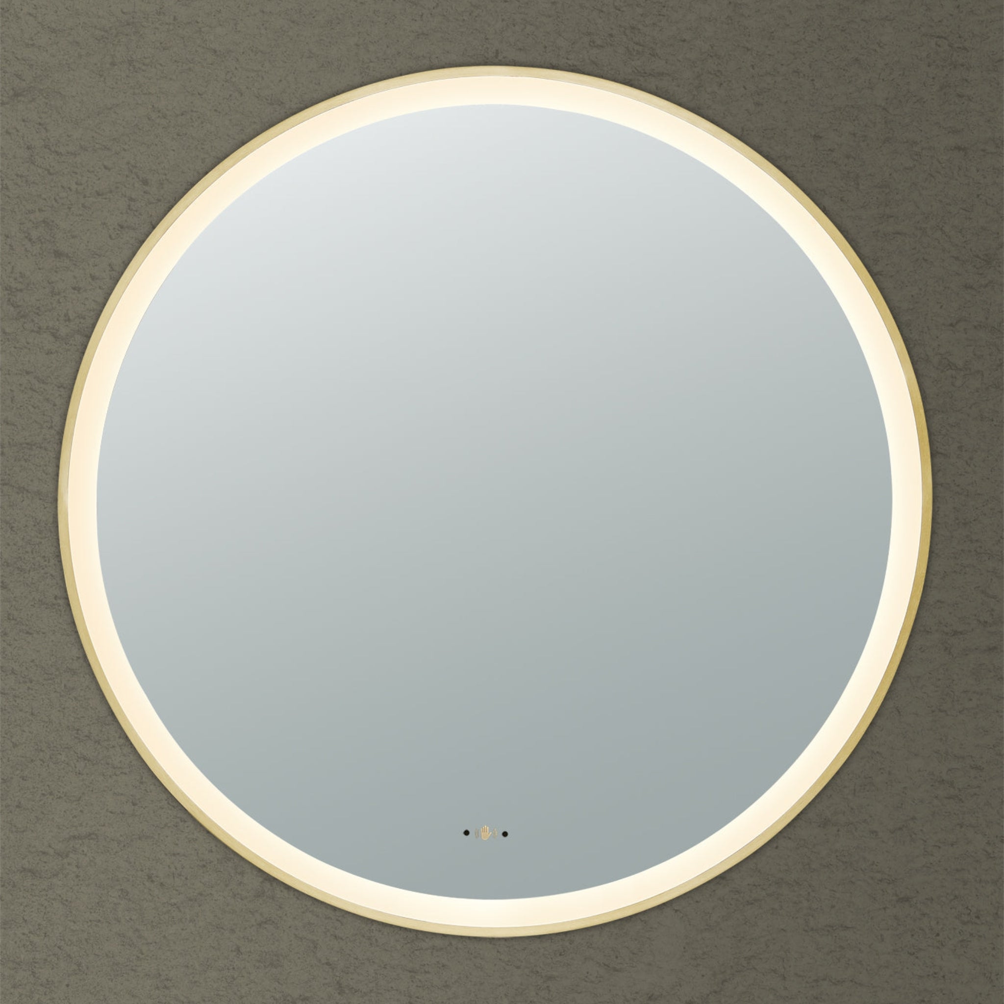 VITO LIRRA ROUND IRON FRAMED LED MIRROR BRUSHED GOLD 900X900MM