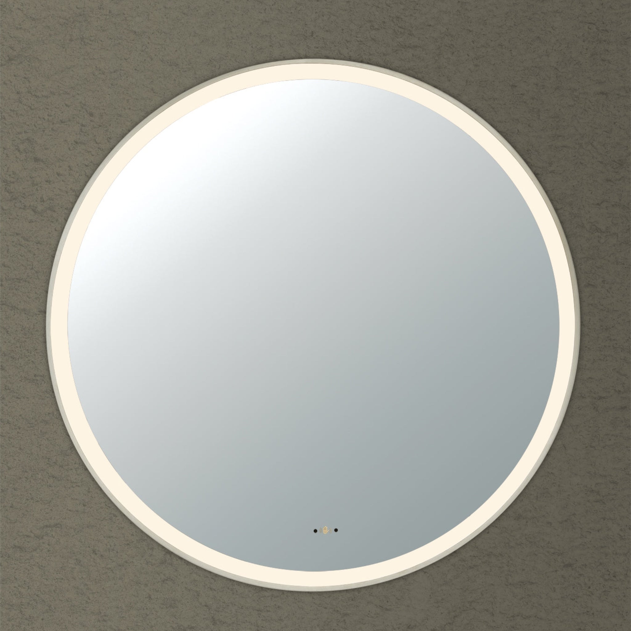 VITO LIRRA ROUND IRON FRAMED LED MIRROR BRUSHED NICKEL 800X800MM