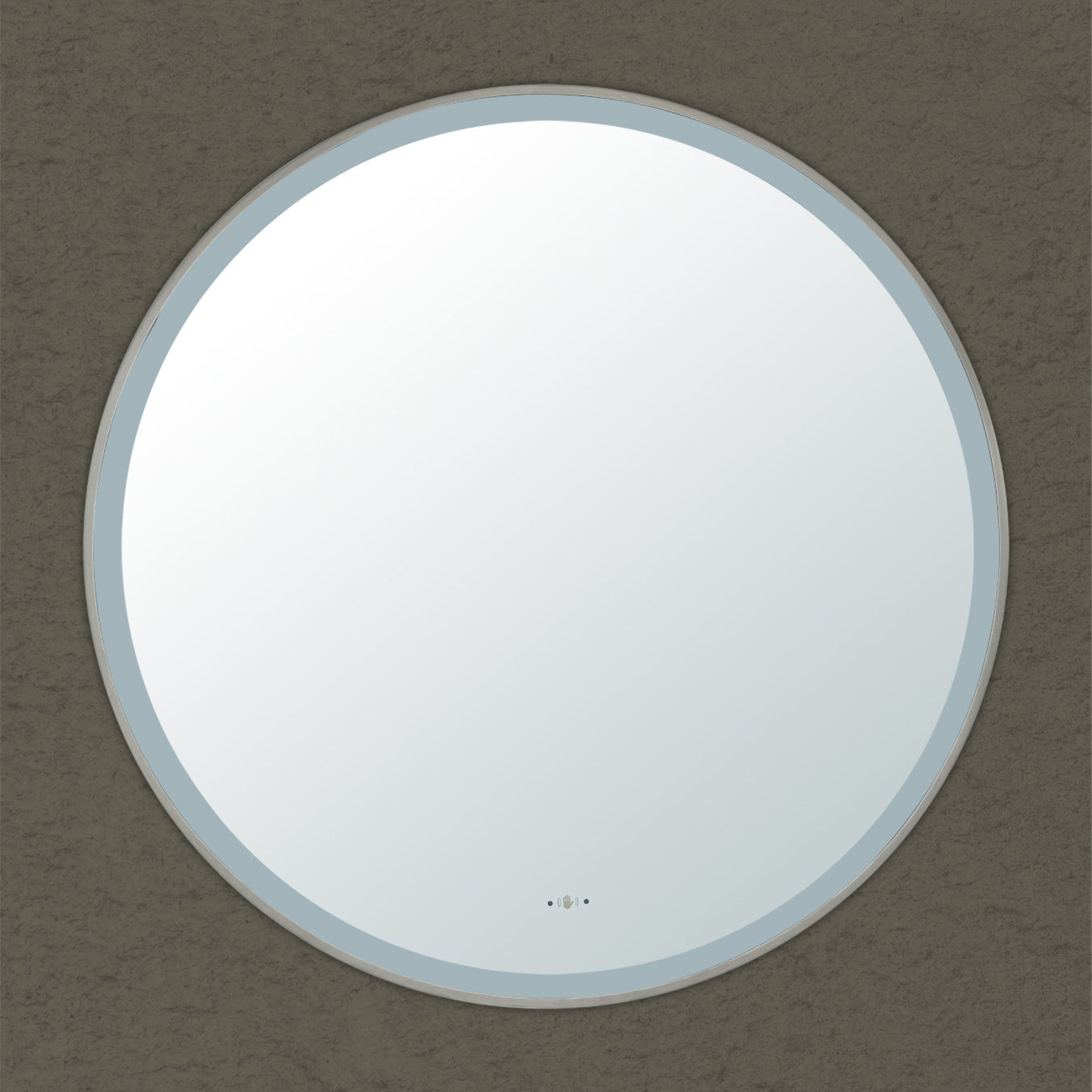 VITO LIRRA ROUND IRON FRAMED LED MIRROR GUN METAL 600X600MM