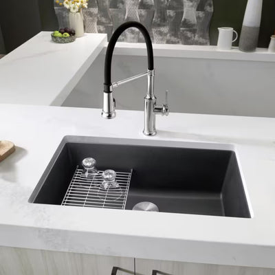 VITO QUARTZ SINGLE BOWL UNDERMOUNT KITCHEN SINK MATTE BLACK 810MM