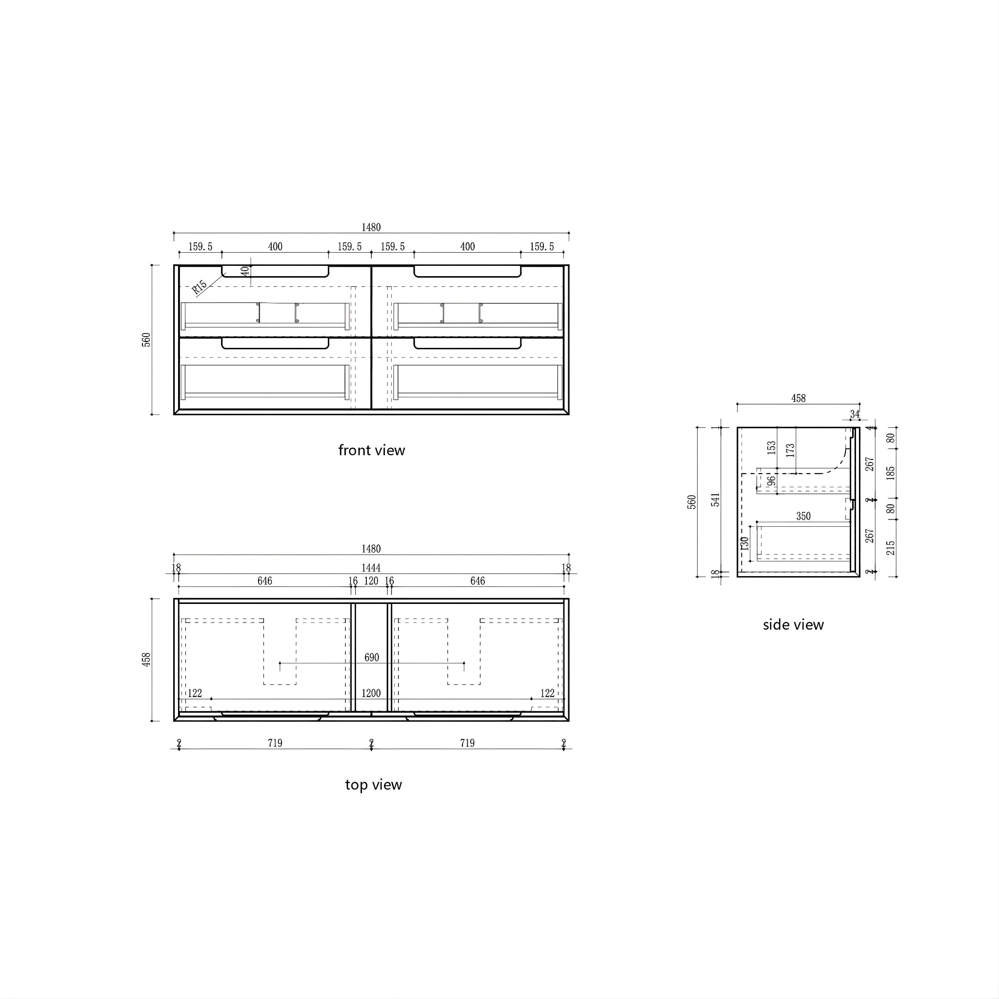 AULIC VOULARI HARVEST OAK 1500MM DOUBLE BOWL FRAMED WALL HUNG VANITY