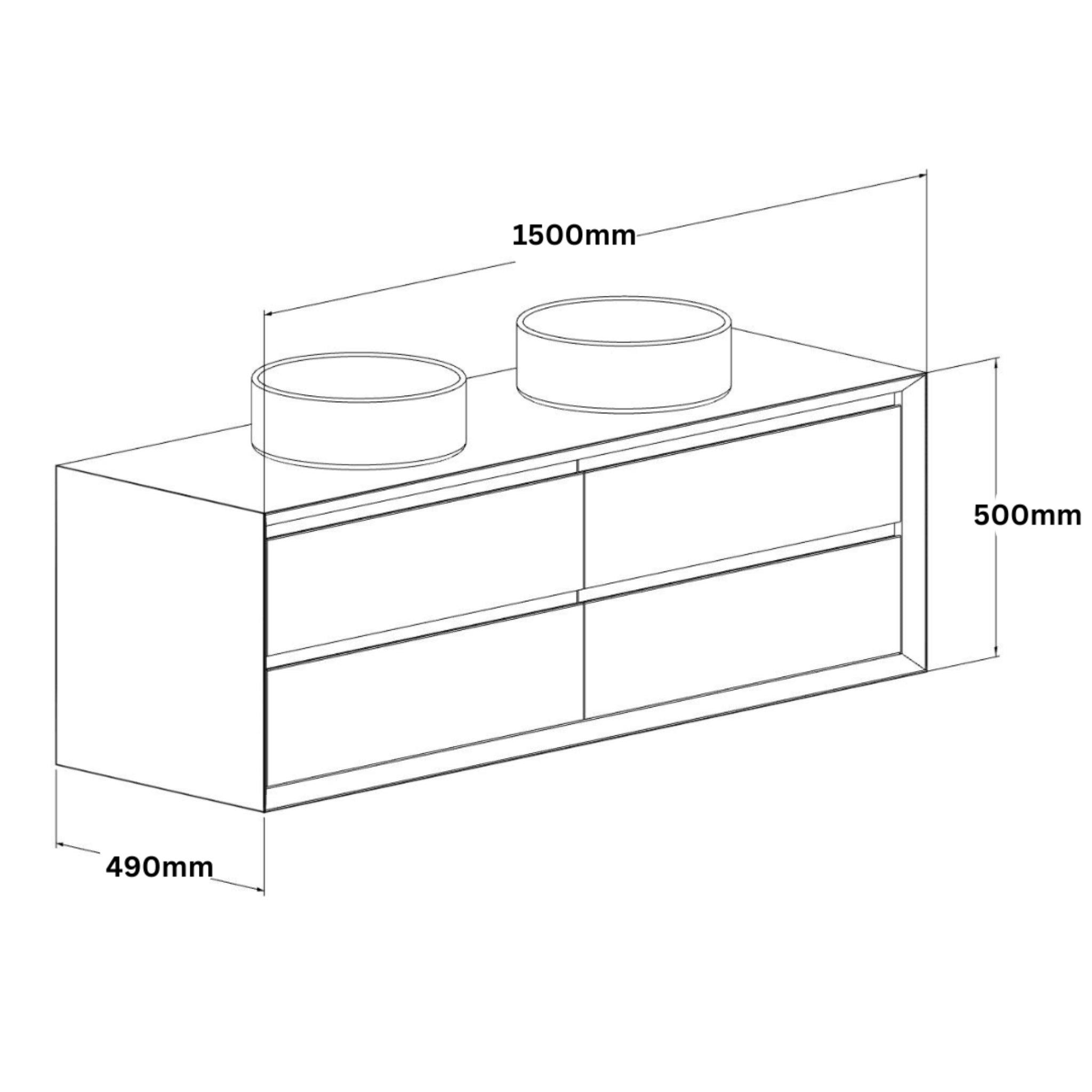 JR BESPOKE VONU SOLID TIMBER CUSTOM WALL HUNG VANITY (ALL SIZING)