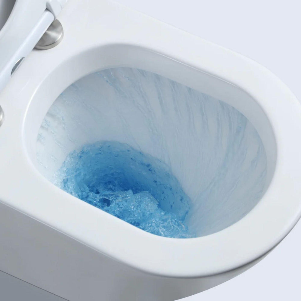 MERCIO VERA RIMLESS AND TORNADO FLUSH BACK TO WALL TOILET SUITE GLOSS WHITE