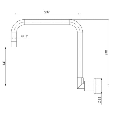 PHOENIX VIVID PIN LEVER WALL SINK OUTLET SQUARELINE 240MM CHROME