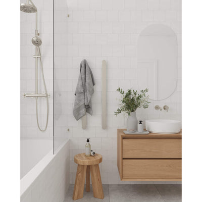 THERMOGROUP FLAT PILL VERTICAL HEATED SINGLE TOWEL RAIL BRUSHED STAINLESS STEEL 900MM