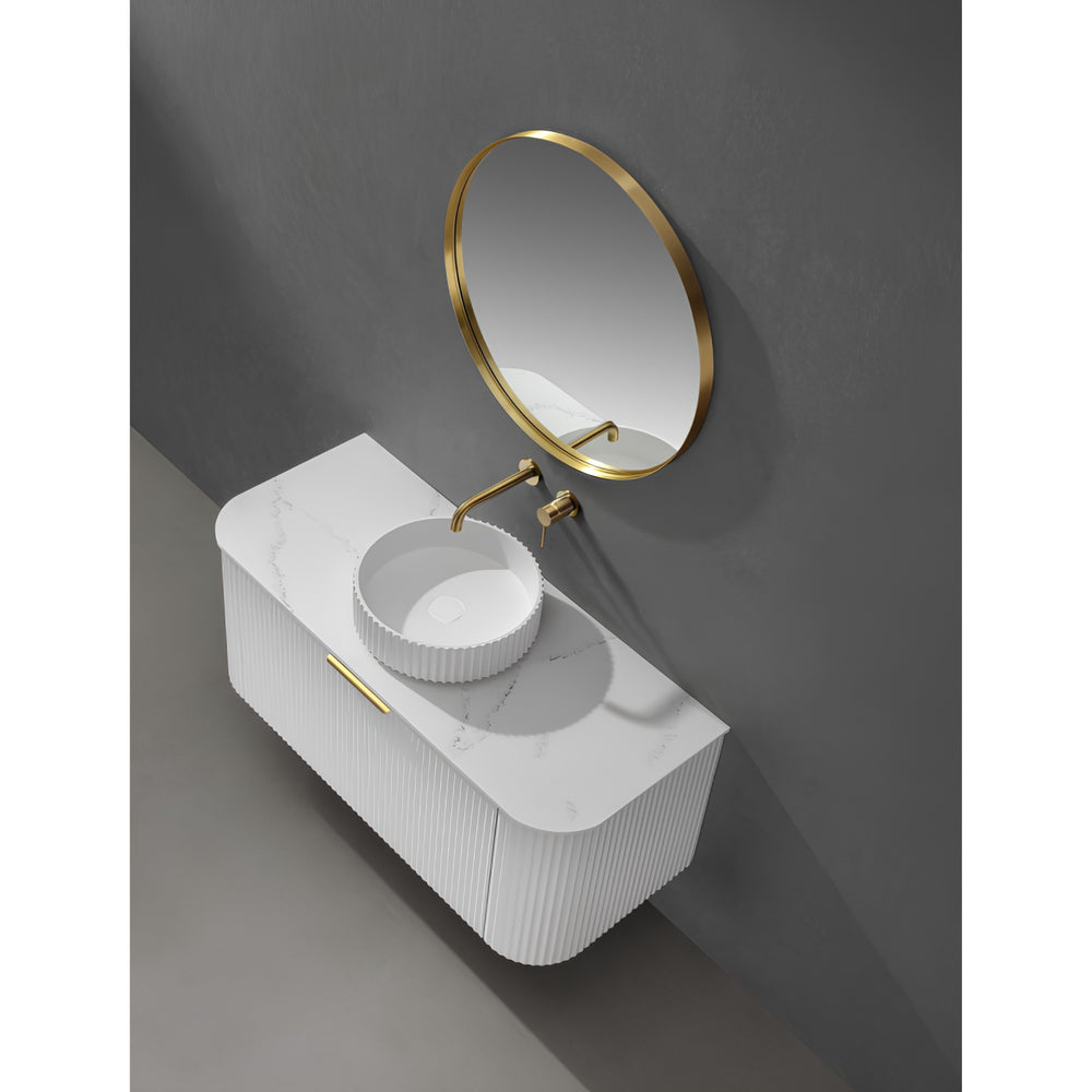 VITO VETRA ROUND ALUMINUM FRAMED MIRROR BRUSHED GOLD 600X600MM