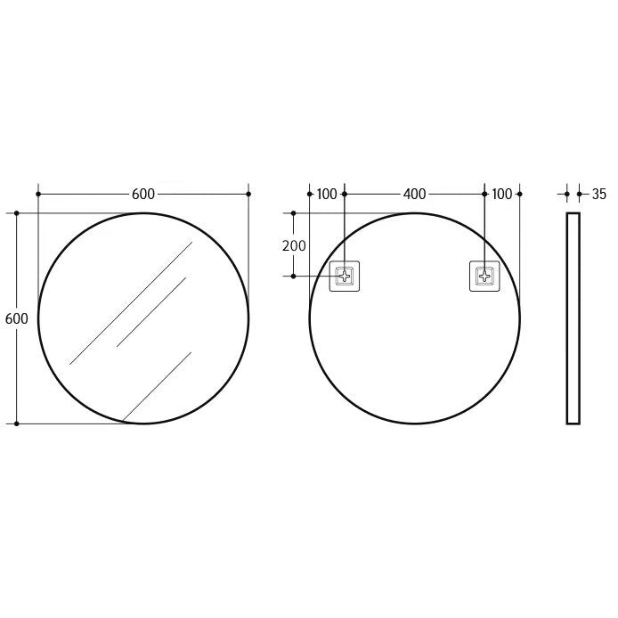 VITO VETRA ROUND ALUMINUM FRAMED MIRROR MATTE BLACK 600X600MM