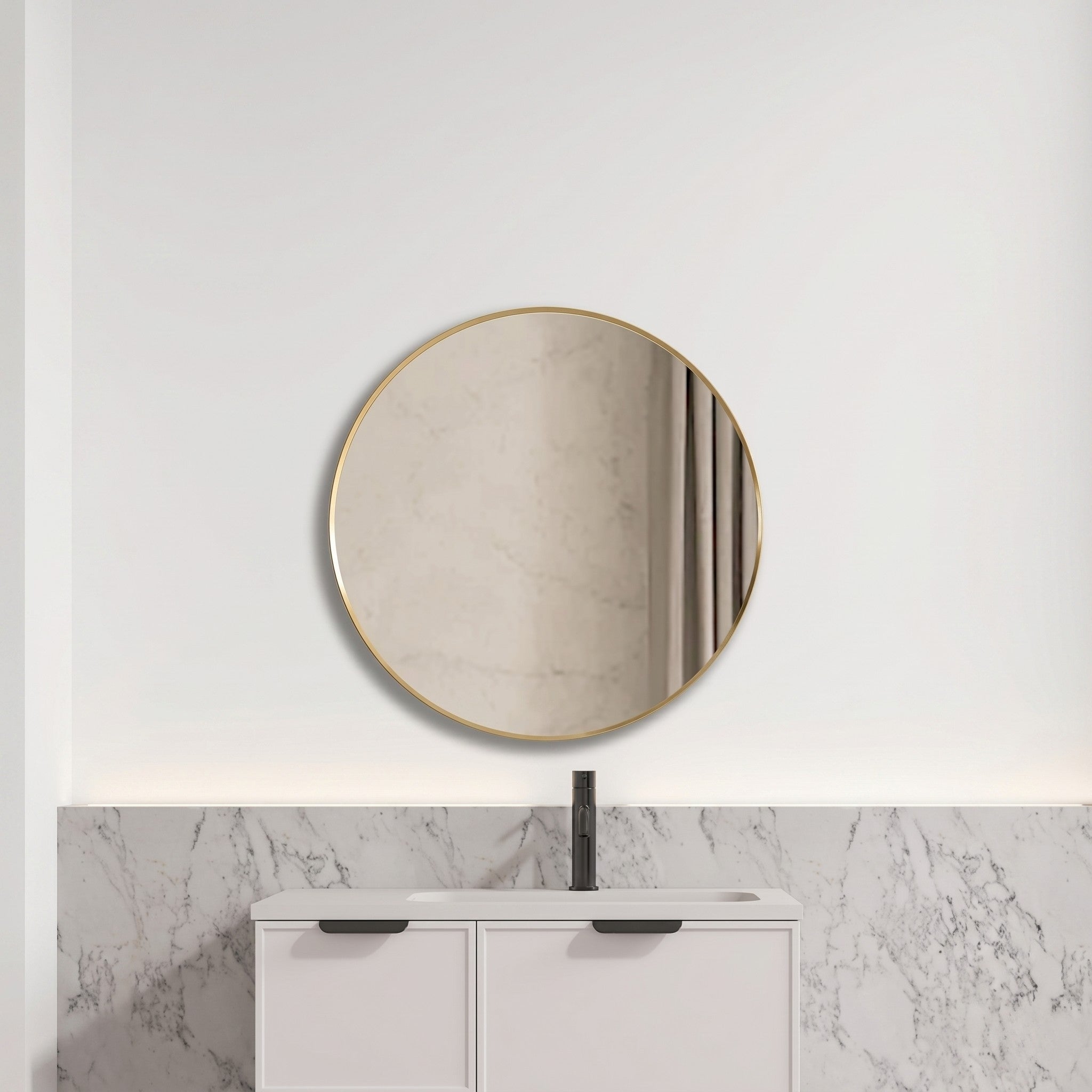 VITO VETRA ROUND ALUMINUM FRAMED MIRROR BRUSHED GOLD 800X800MM