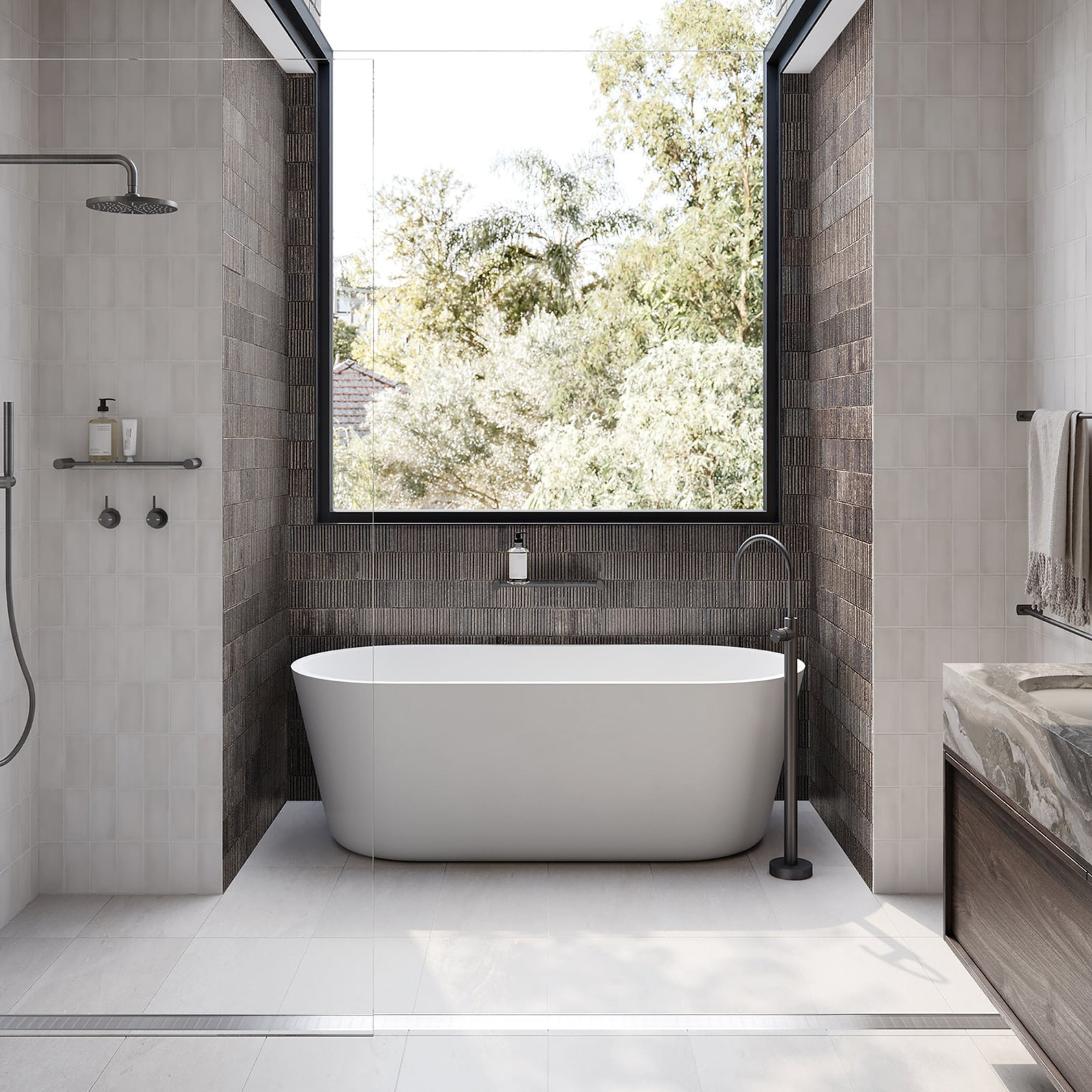 PHOENIX VIVID SLIMLINE LEAD FREE WALL TOP ASSEMBLIES BRUSHED CARBON