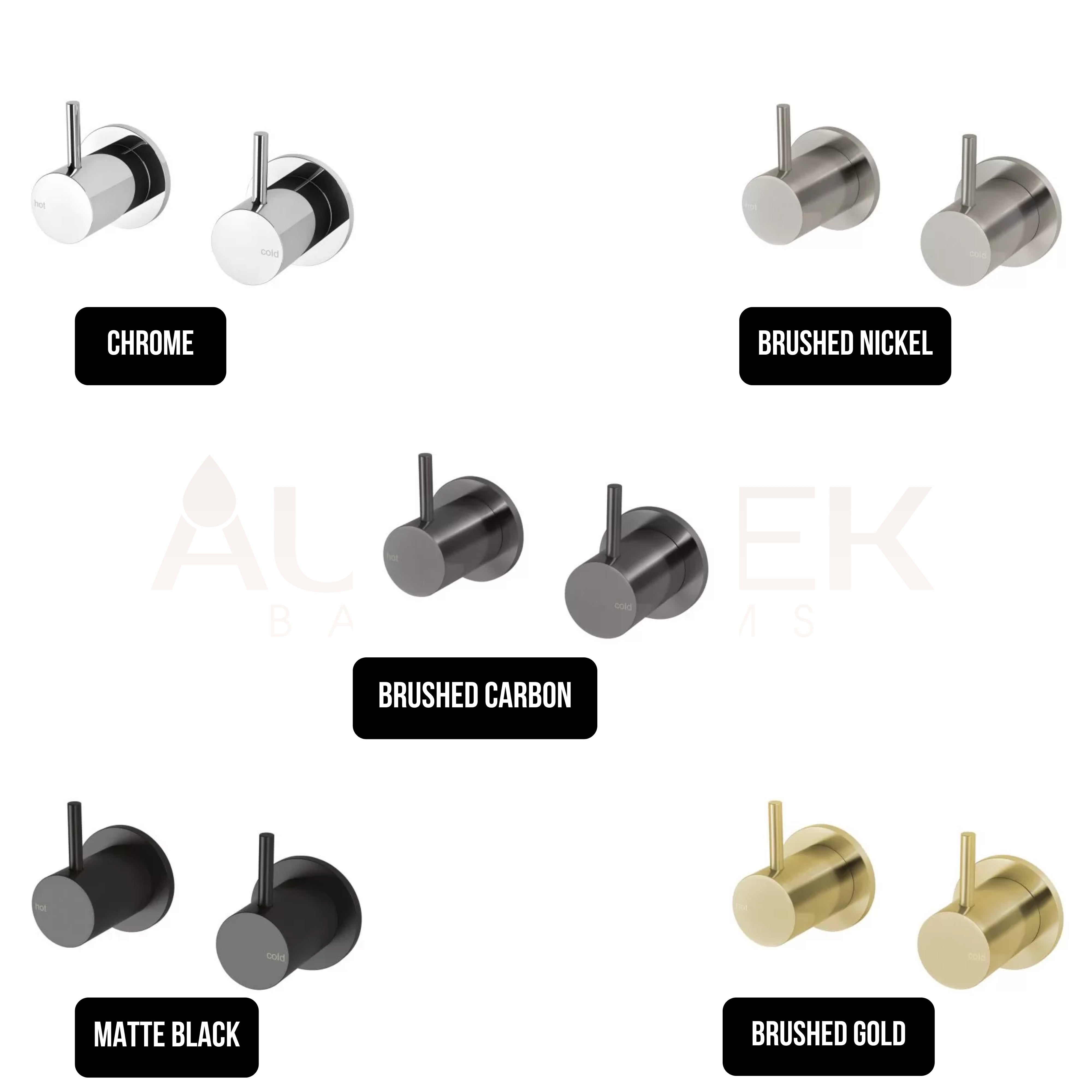 PHOENIX VIVID SLIMLINE LEAD FREE WALL TOP ASSEMBLIES EXTENDED SPINDLES MATTE BLACK