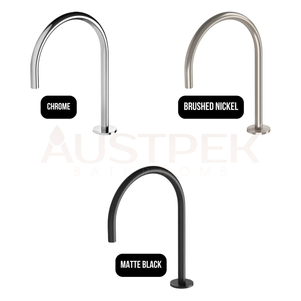 PHOENIX VIVID SLIMLINE GOOSENECK HOB LEAD FREE SINK OUTLET 220MM BRUSHED NICKEL
