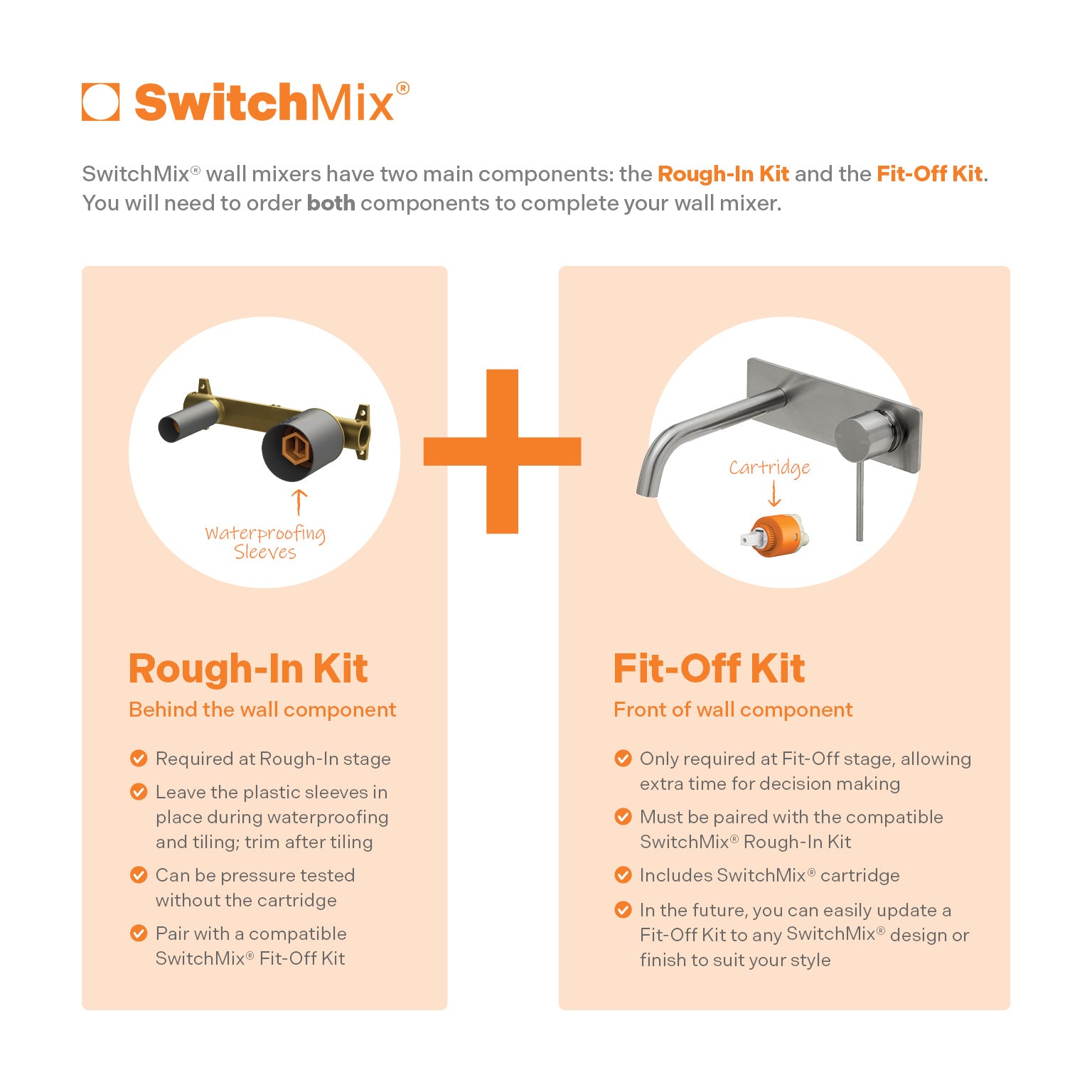 PHOENIX VIVID SLIMLINE SWITCHMIX LEAD FREE WALL BASIN / BATH MIXER SET FIT-OFF AND ROUGH-IN KIT 180MM BRUSHED NICKEL