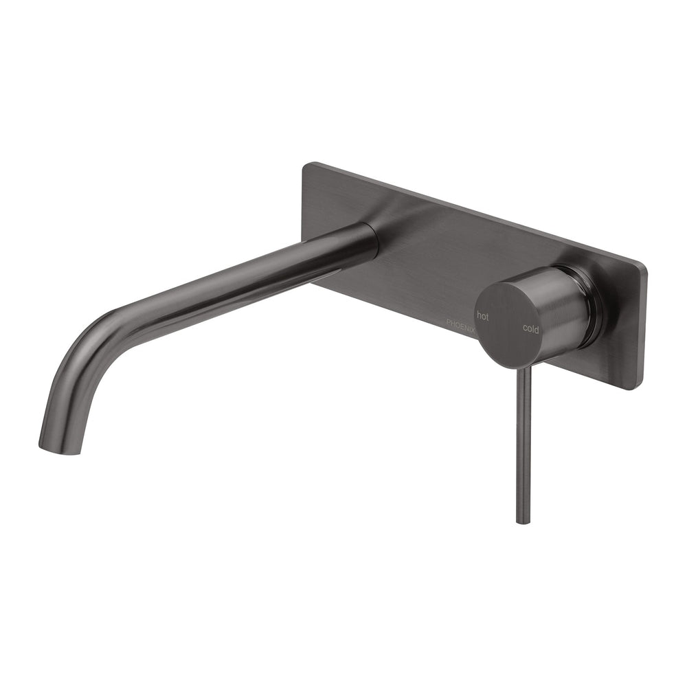 PHOENIX VIVID SLIMLINE SWITCHMIX WALL BASIN / BATH MIXER SET FIT-OFF KIT 200MM BRUSHED CARBON