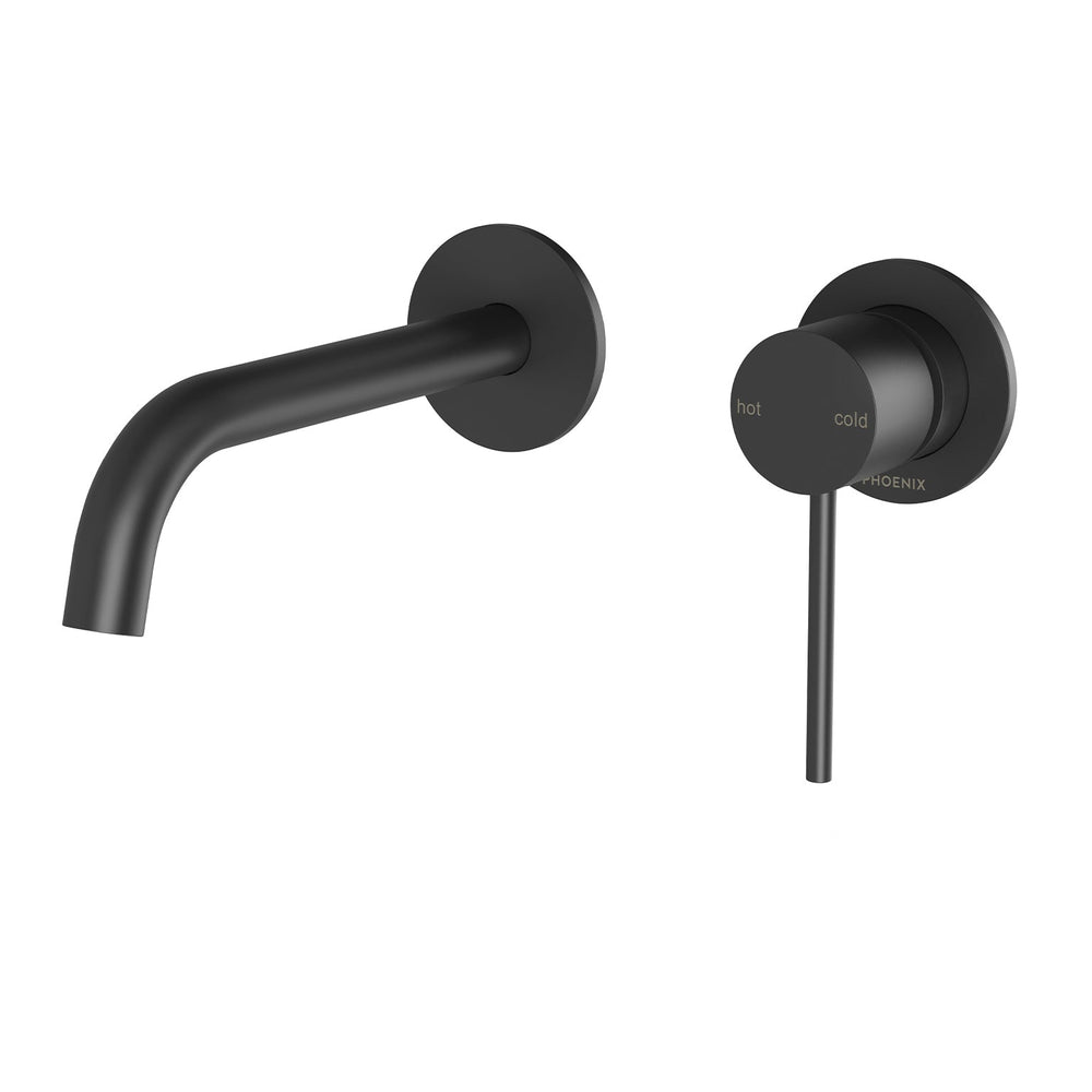 PHOENIX VIVID SLIMLINE SWITCHMIX WALL BASIN / BATH MIXER SET MATTE BLACK