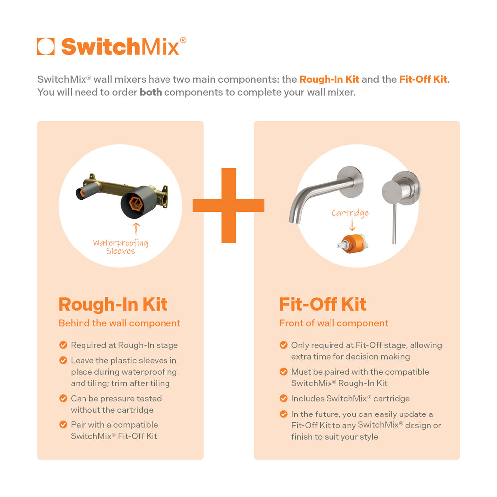 PHOENIX VIVID SLIMLINE SWITCHMIX WALL BASIN / BATH MIXER SET CHROME