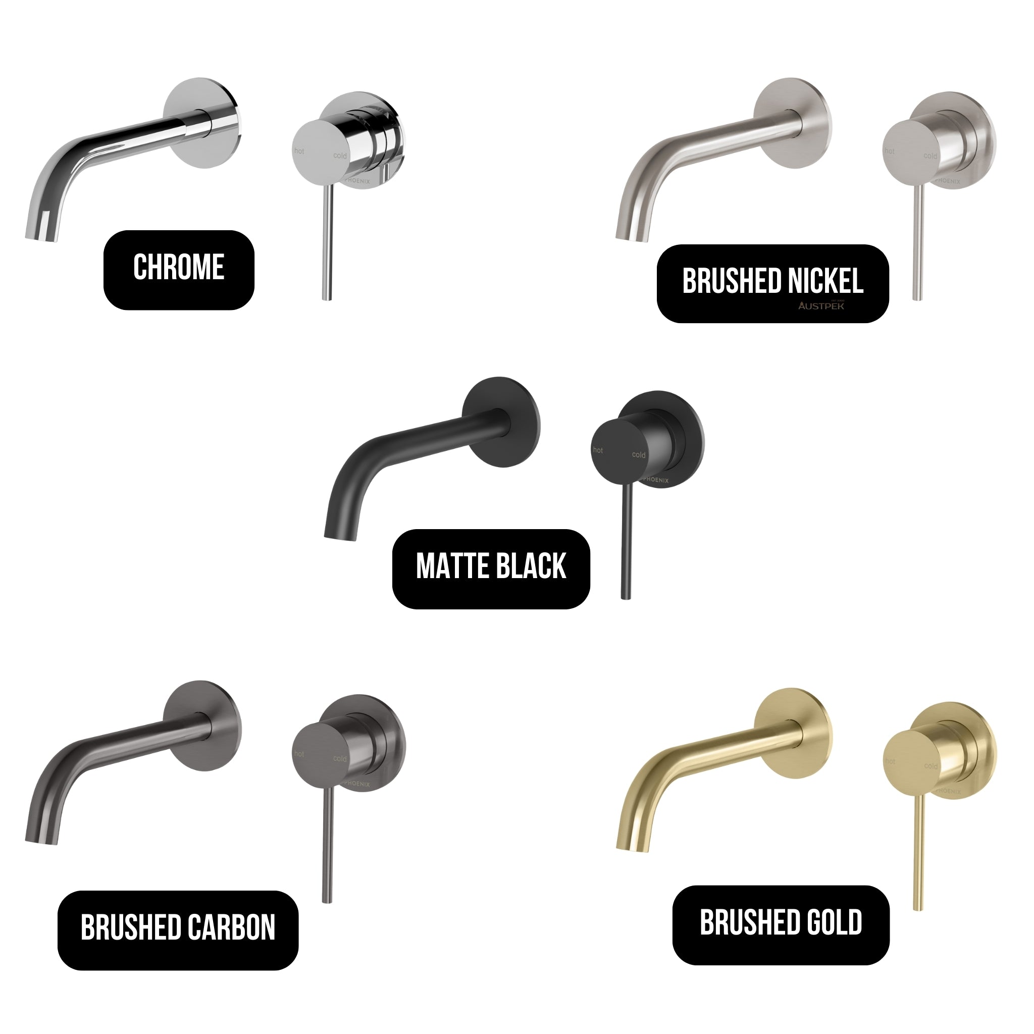 PHOENIX VIVID SLIMLINE LEAD FREE SWITCHMIX WALL BASIN / BATH MIXER SET 175MM COMPLETE KIT CHROME