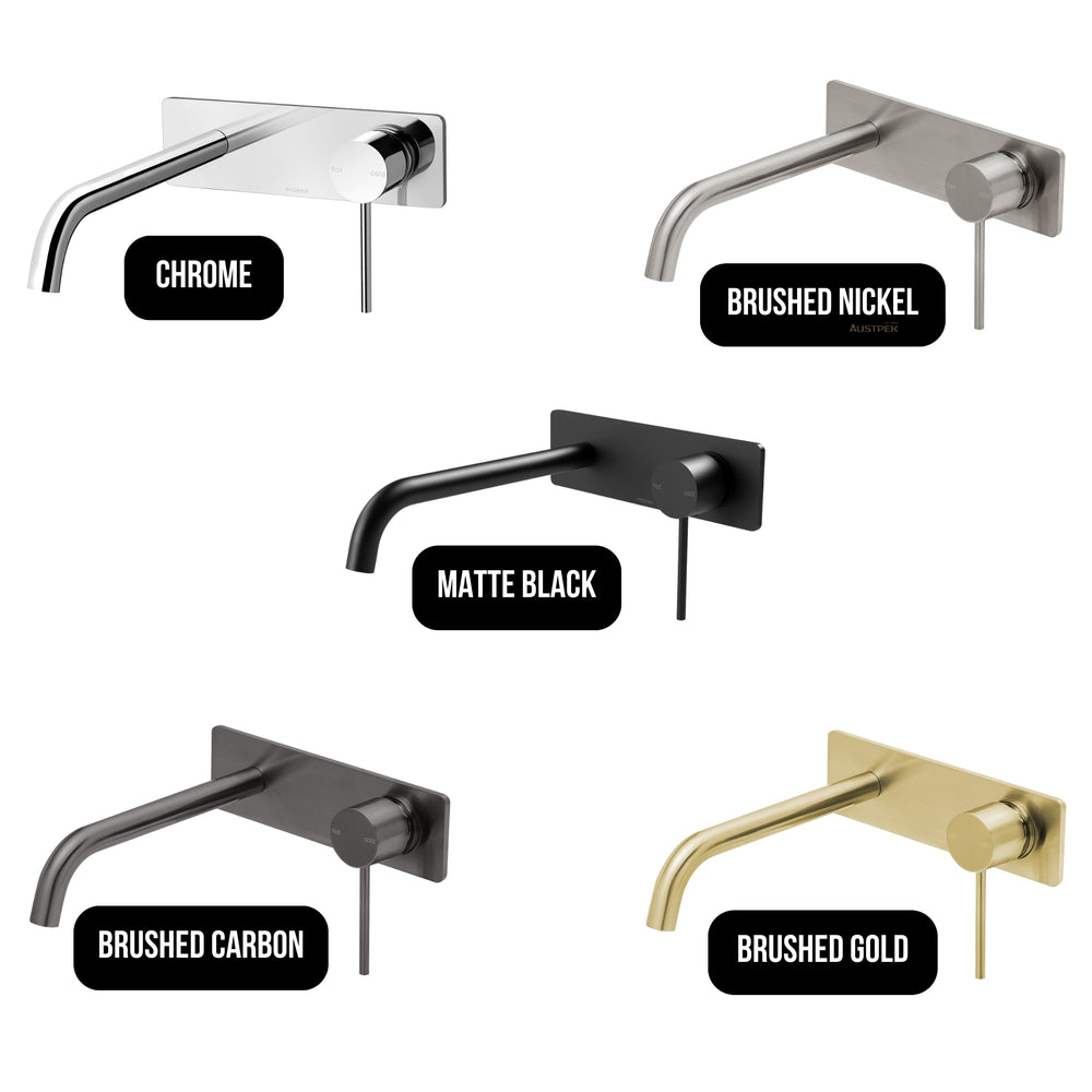 PHOENIX VIVID SLIMLINE SWITCHMIX LEAD FREE WALL BASIN AND BATH MIXER SET 230MM BRUSHED NICKEL