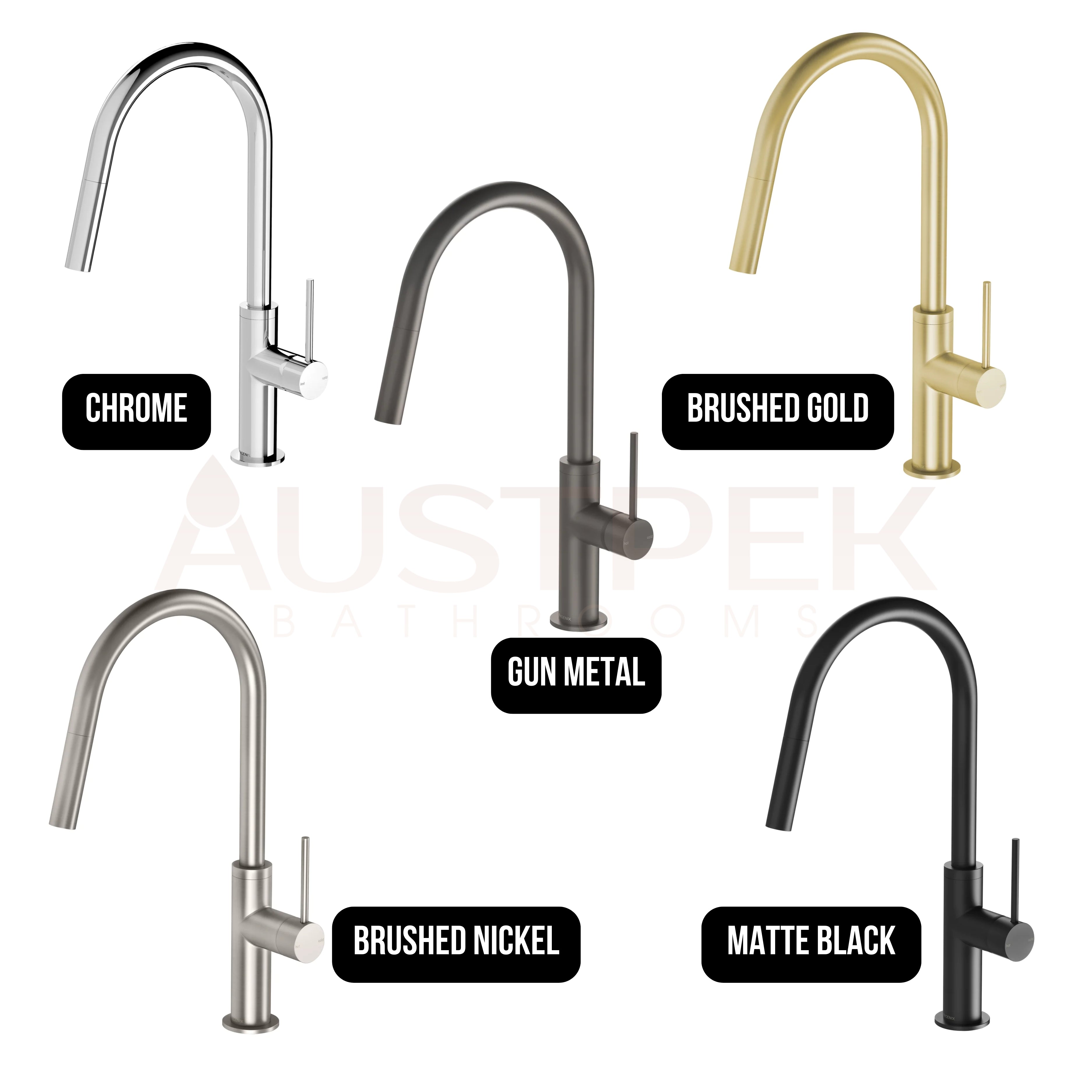 PHOENIX VIVID SLIMLINE LEAD FREE PULL OUT SINK MIXER 397MM BRUSHED NICKEL