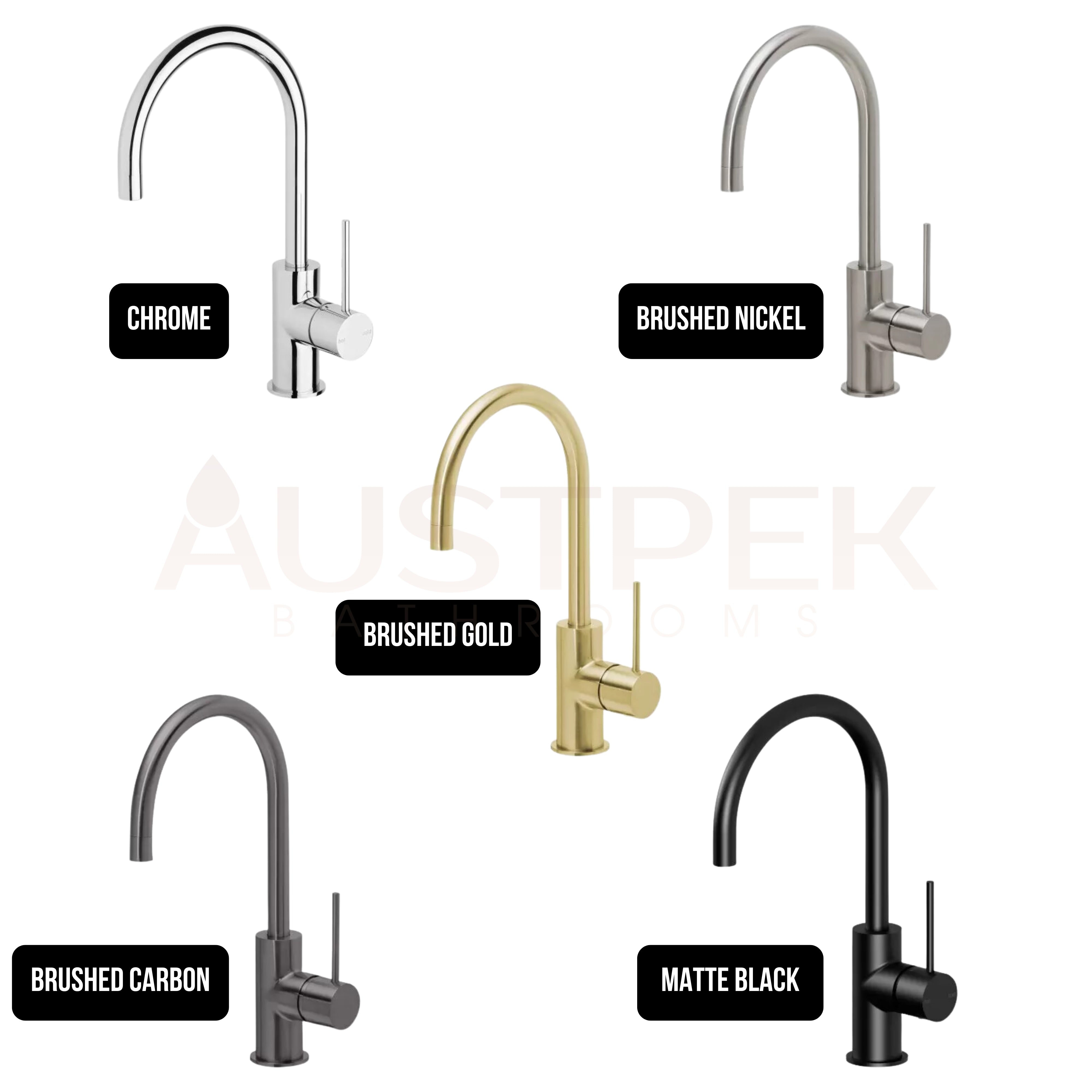 PHOENIX VIVID SLIMLINE LEAD FREE GOOSENECK SINK MIXER 160MM BRUSHED GOLD