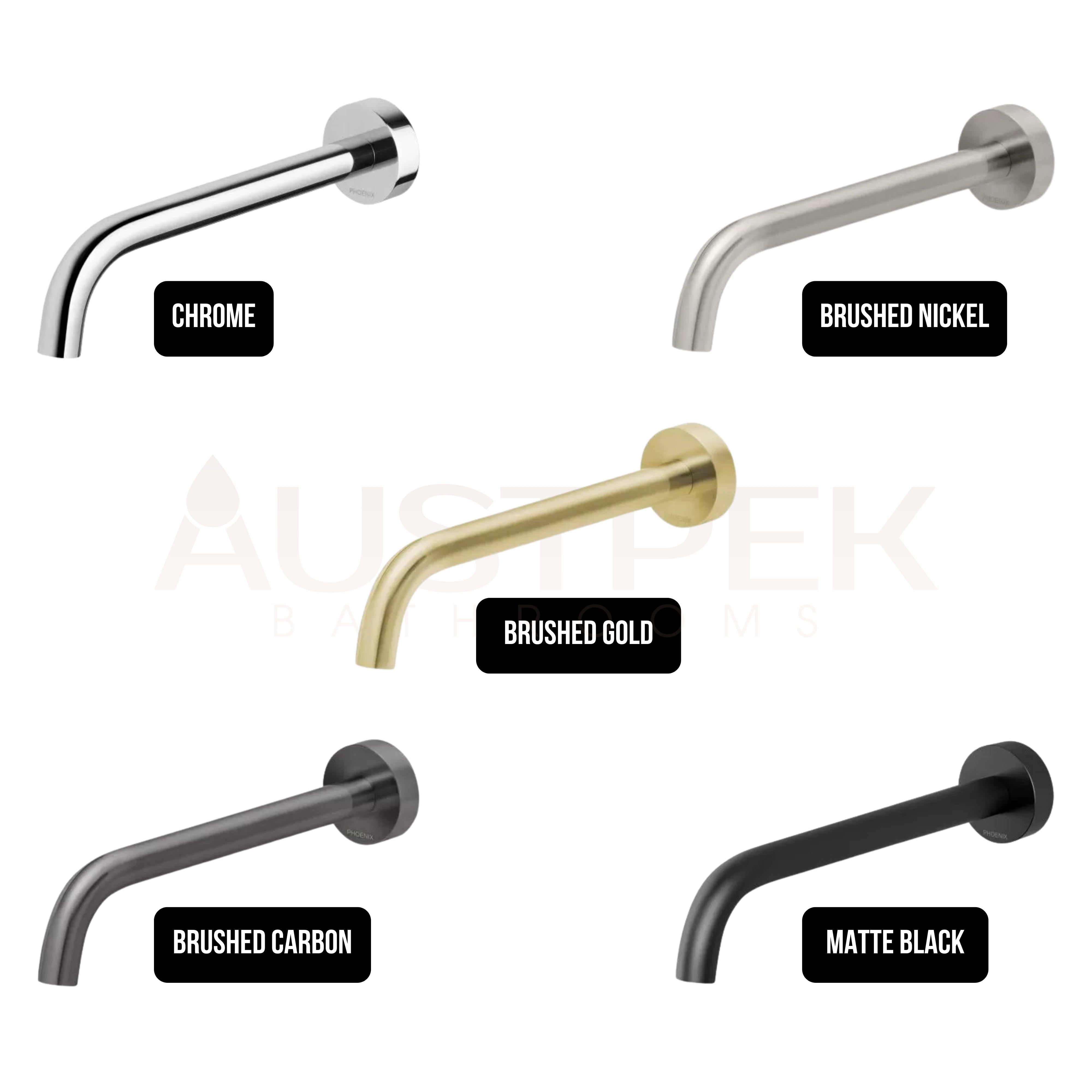 PHOENIX VIVID SLIMLINE LEAD FREE WALL BASIN OUTLET 235MM BRUSHED NICKEL