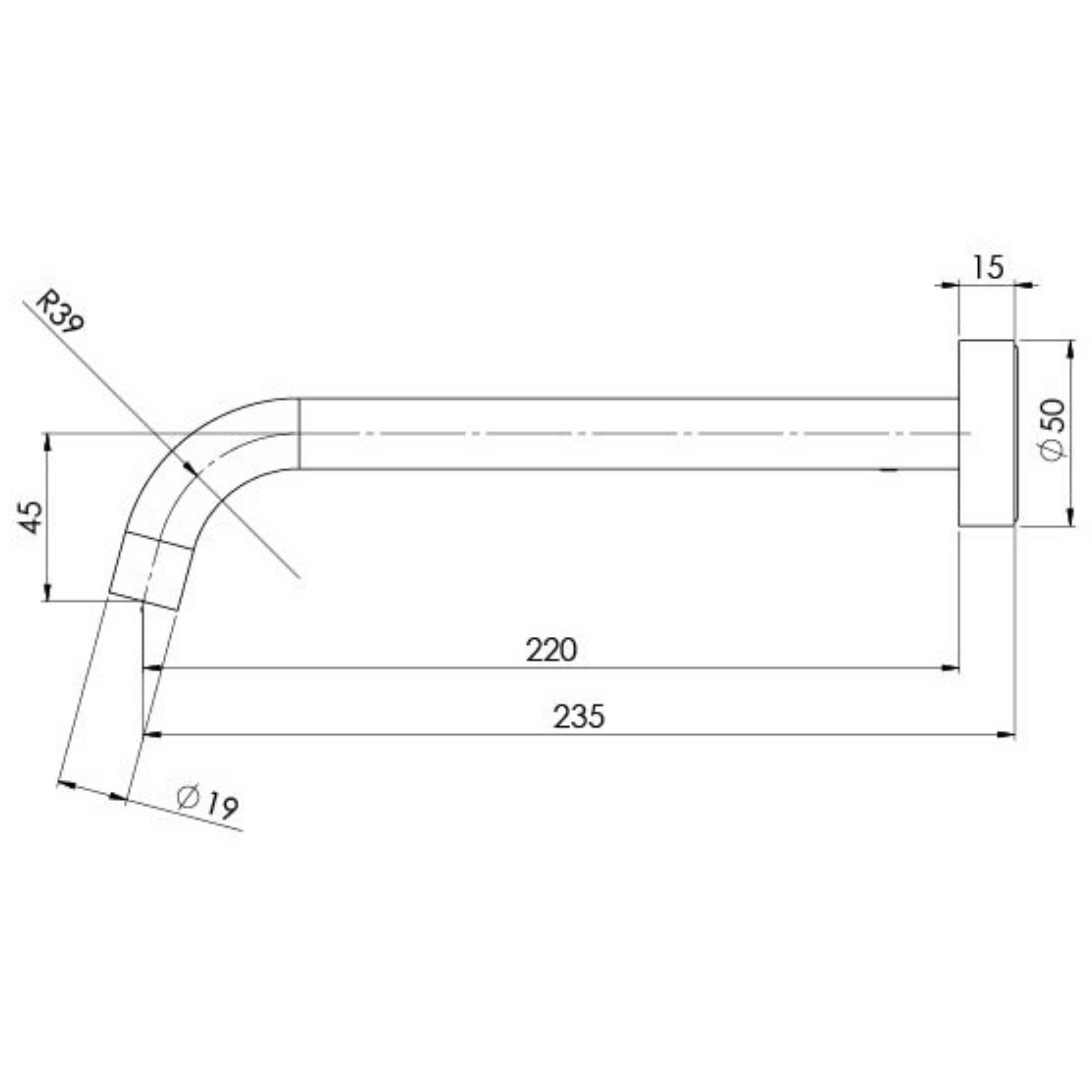 PHOENIX VIVID SLIMLINE LEAD FREE WALL BASIN OUTLET 230MM BRUSHED CARBON