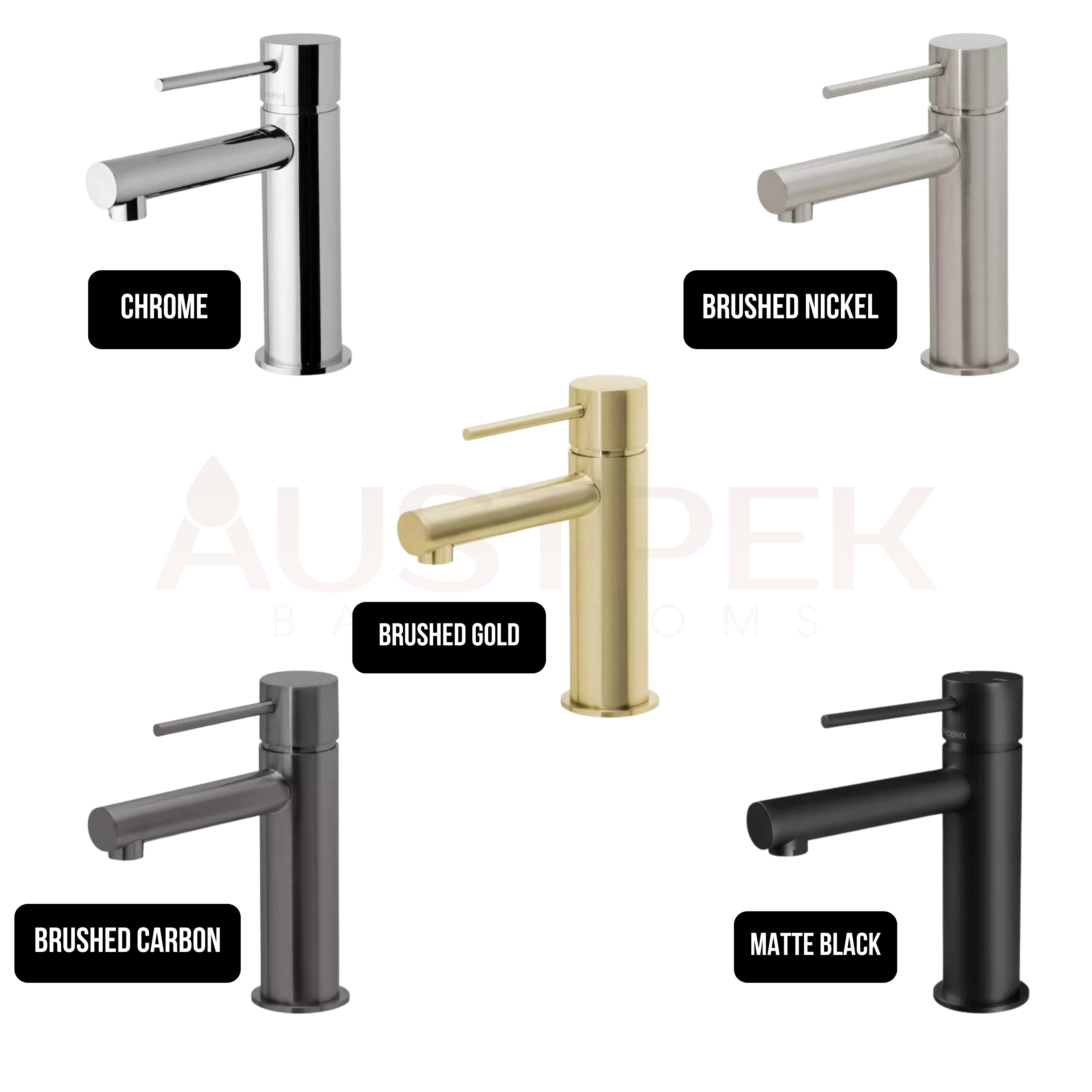 PHOENIX VIVID SLIMLINE LEAD FREE BASIN MIXER 166MM MATTE BLACK