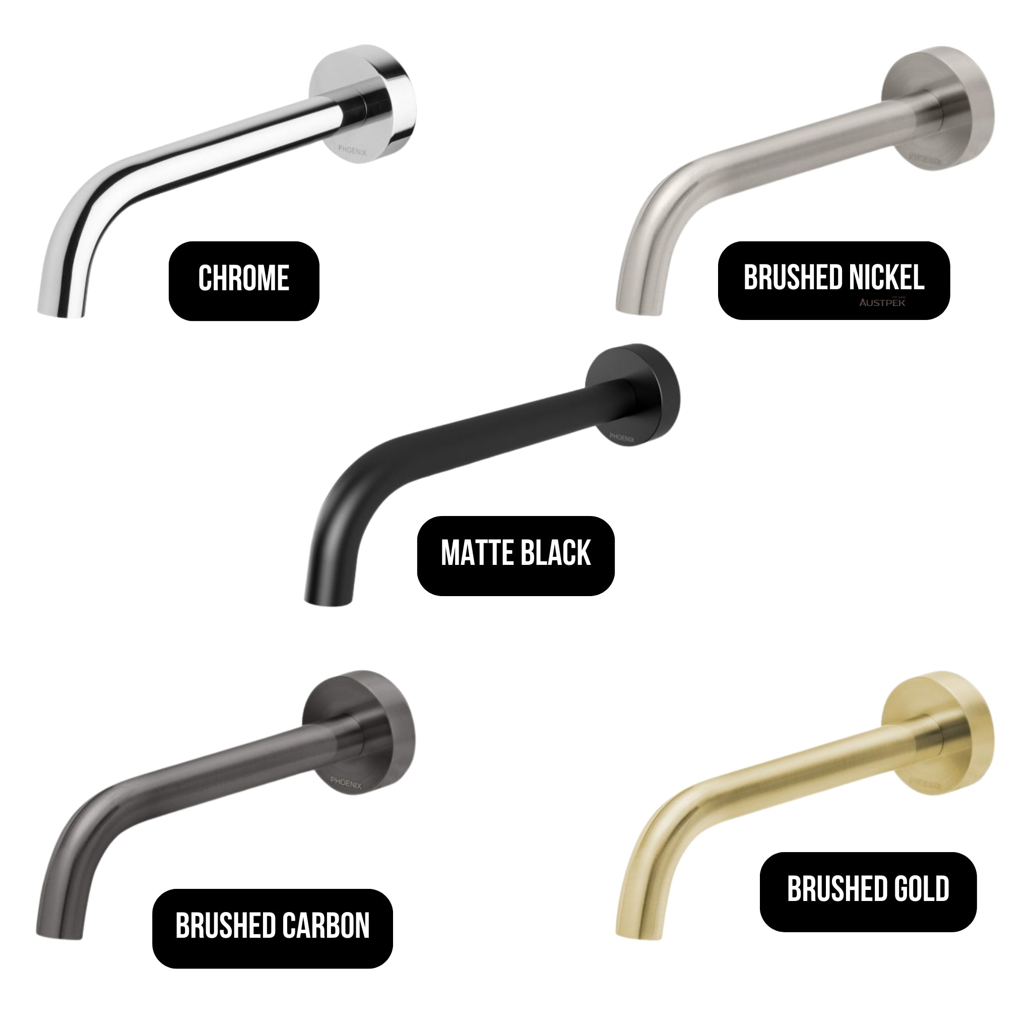 PHOENIX VIVID SLIMLINE LEAD FREE WALL BASIN OUTLET 185MM BRUSHED NICKEL