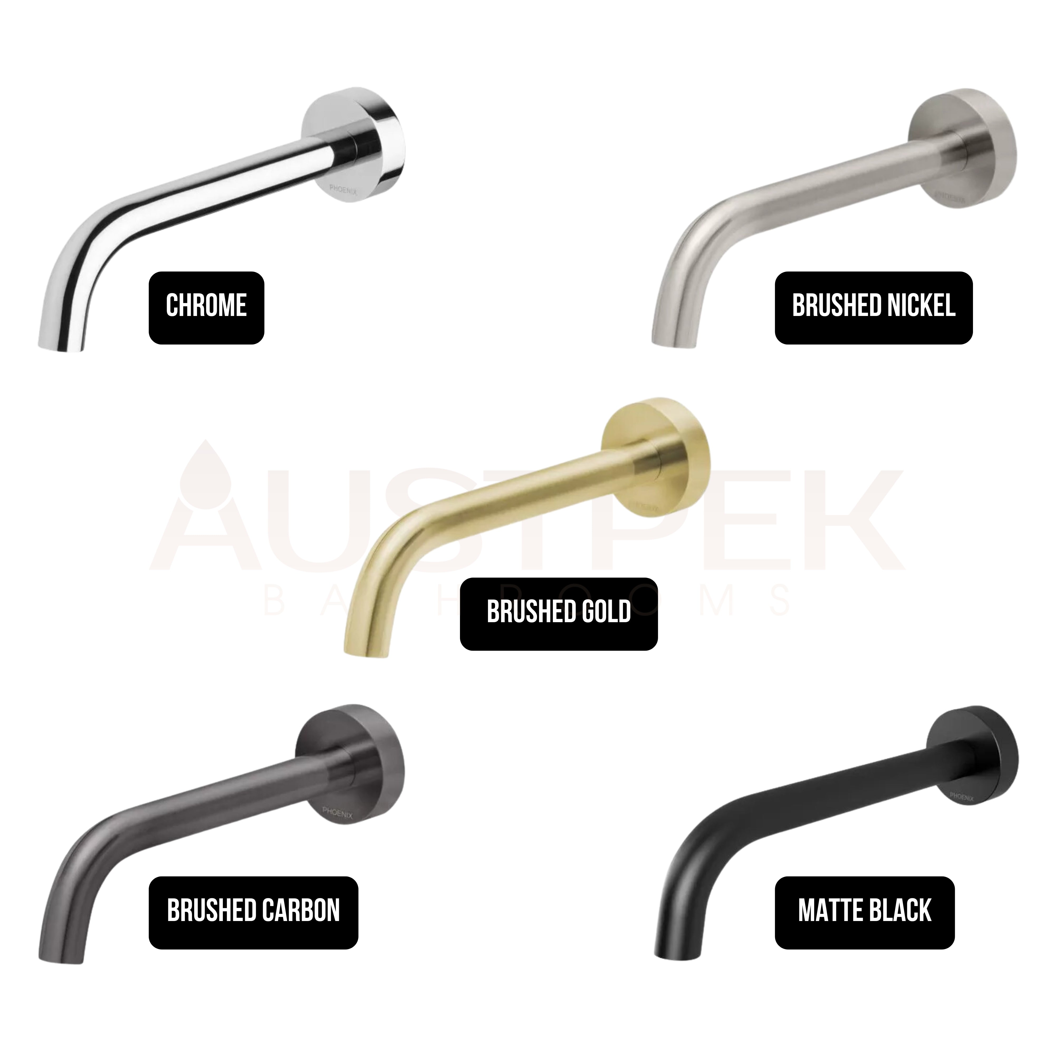 PHOENIX VIVID SLIMLINE LEAD FREE WALL BASIN OUTLET 185MM BRUSHED NICKEL