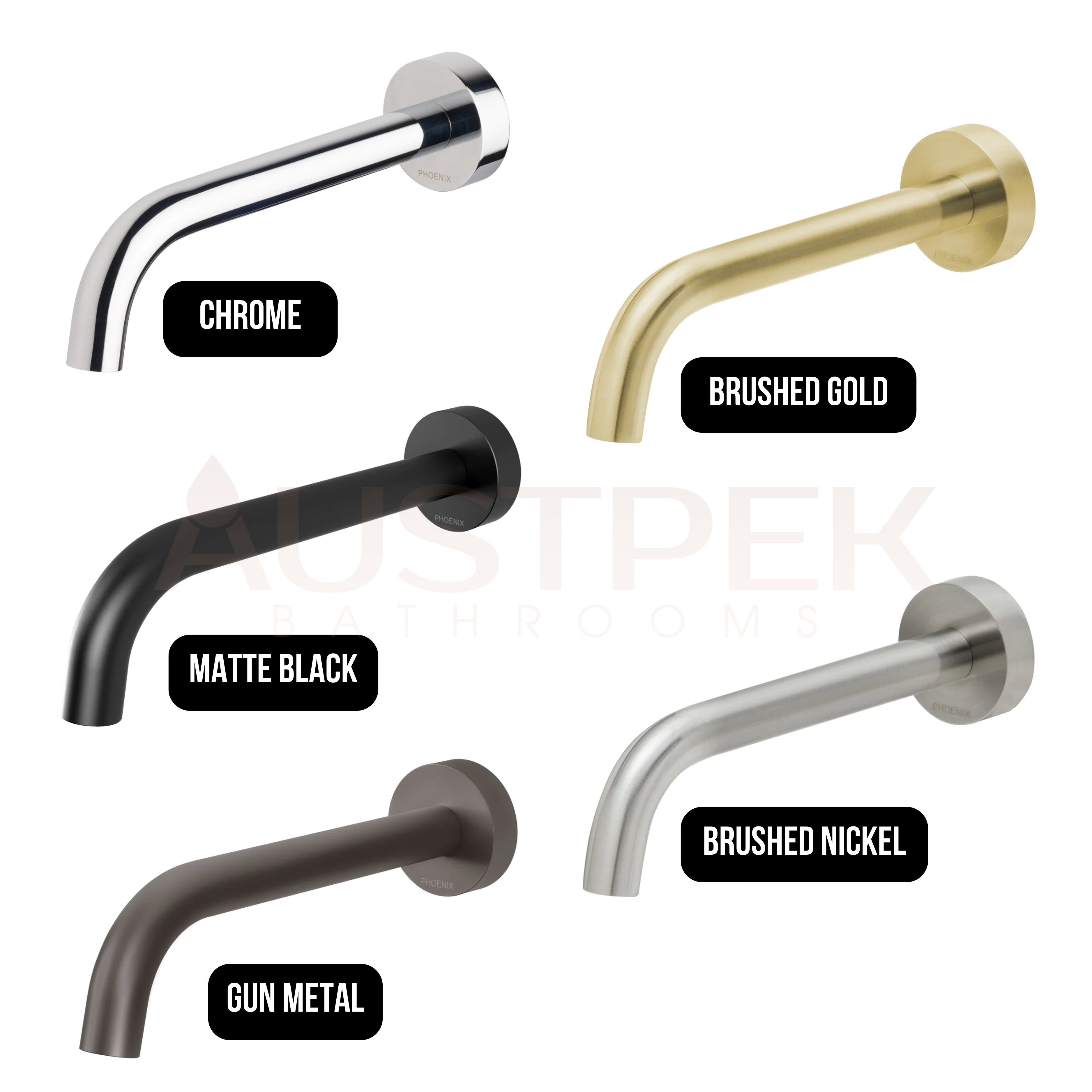 PHOENIX VIVID SLIMLINE LEAD FREE WALL BATH OUTLET 194MM BRUSHED GOLD