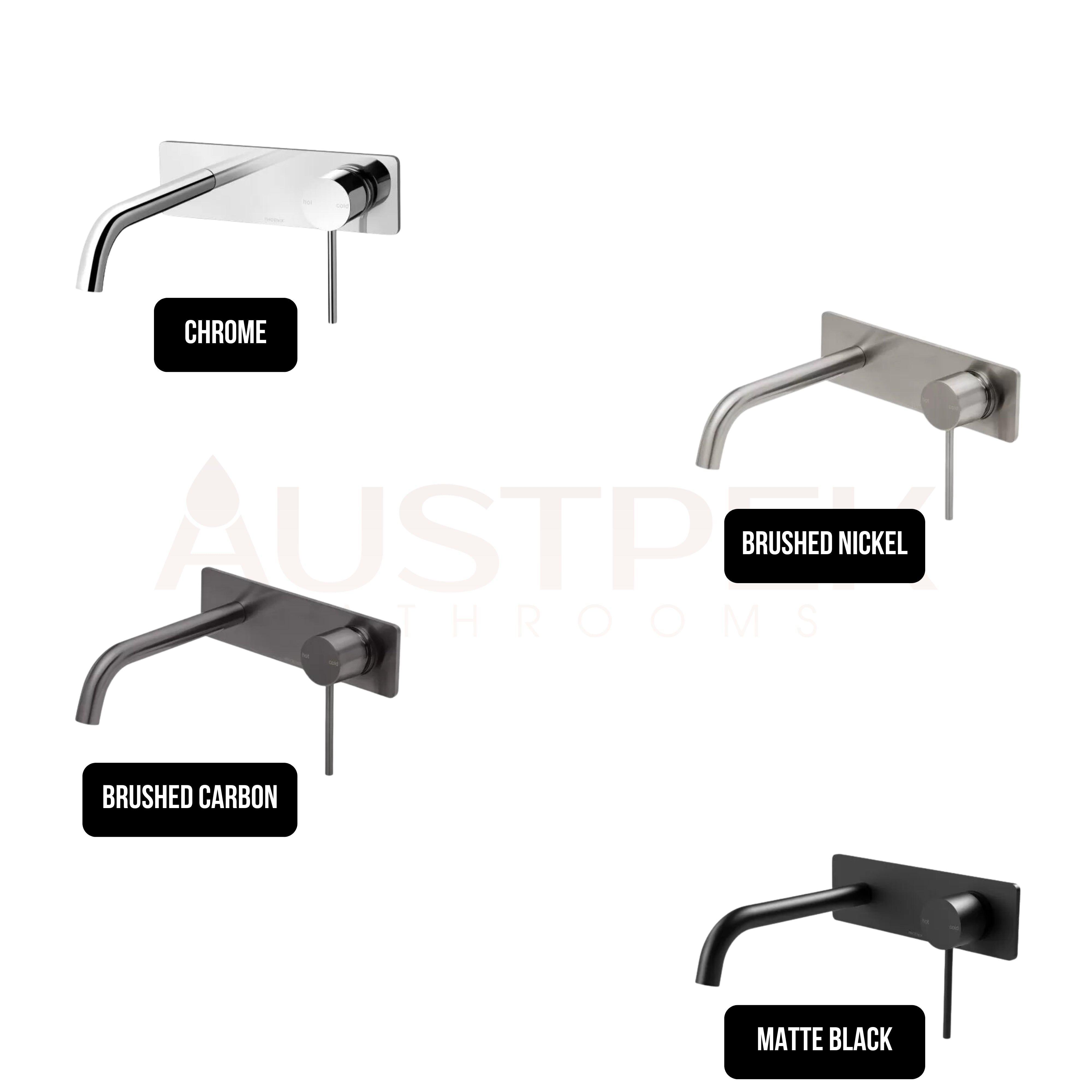 PHOENIX VIVID SLIMLINE CURVED WALL BASIN MIXER SET 200MM CHROME