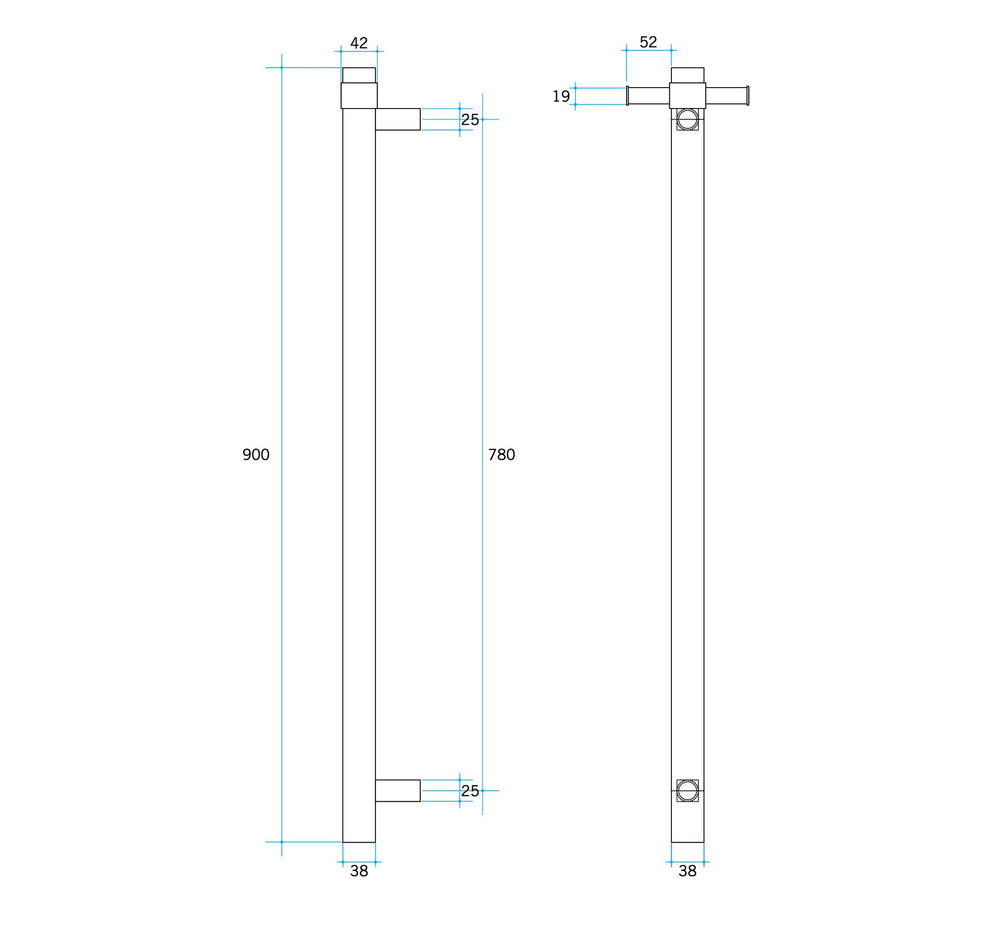 THERMOGROUP ROUND VERTICAL SINGLE HEATED RAIL 900MM MATTE BLACK
